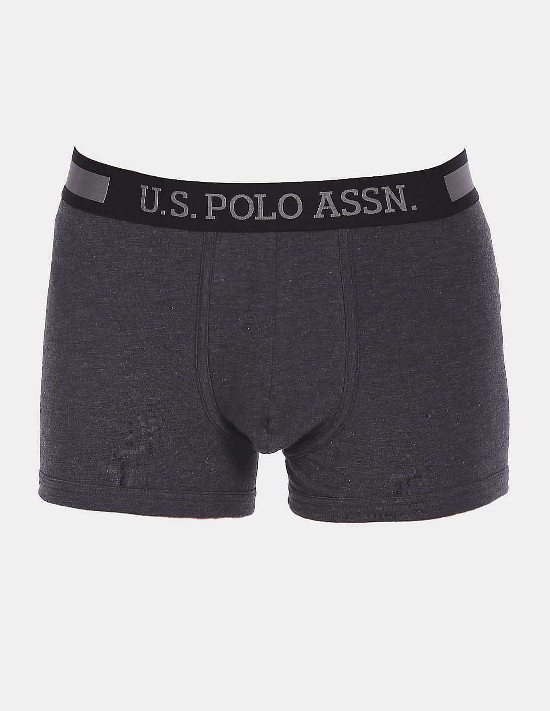 Cotton Spandex Solid I101 Premium Trunks - Pack Of 1 Charcoal - U.S. POLO ASSN. | Large