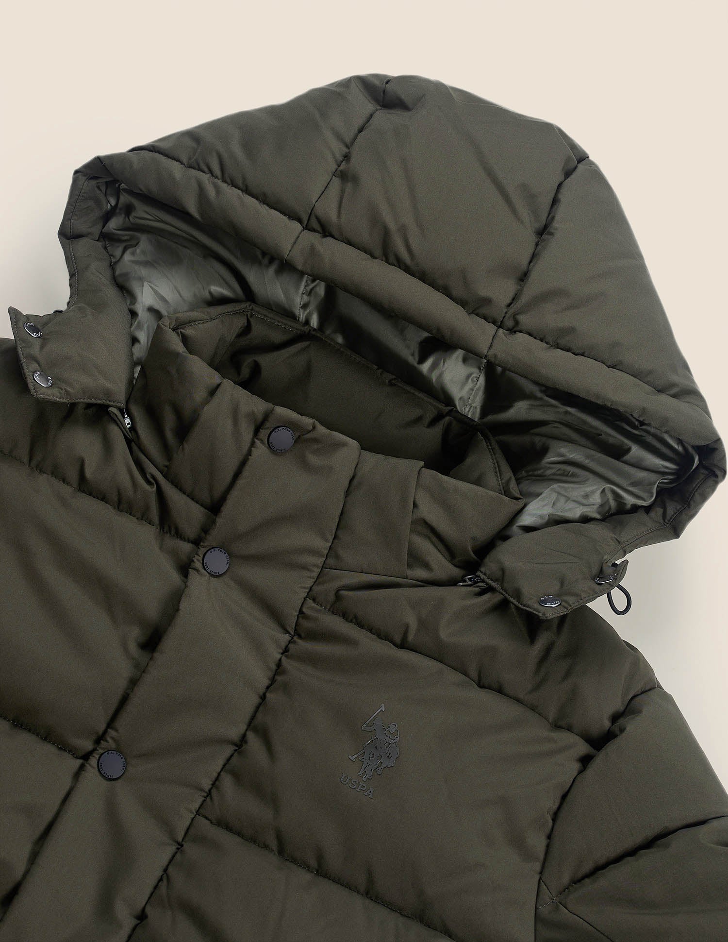 Hooded Regular Fit Puffer Jacket Dark Olive - U.S. POLO ASSN. | Large