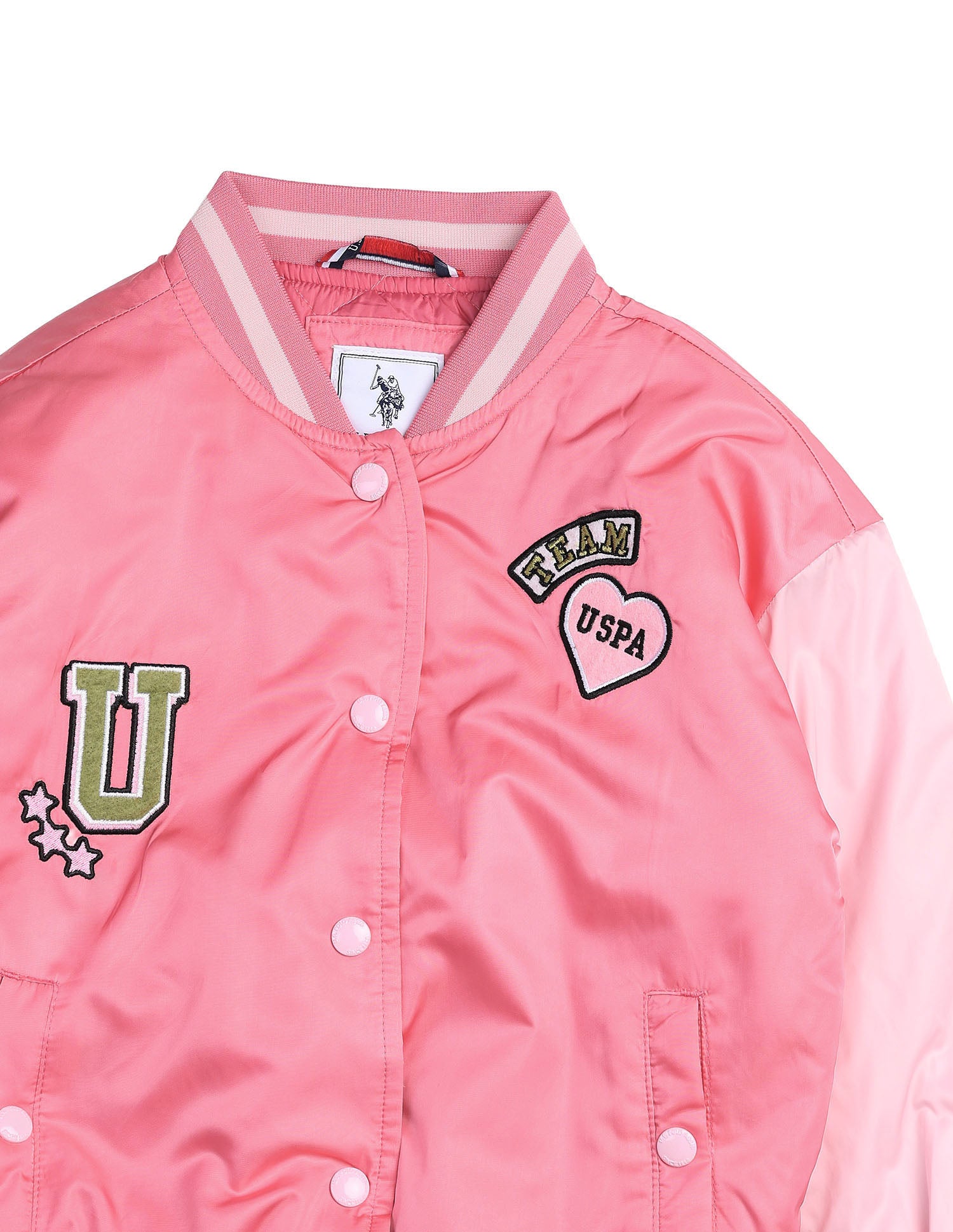 Girls Color Block Varsity Jacket Pink - U.S. POLO ASSN. | Large