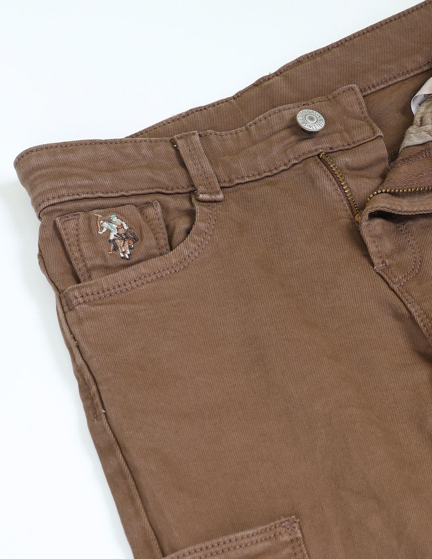 Slim Fit Rinsed Cargo Jeans Brown - U.S. POLO ASSN. | Large