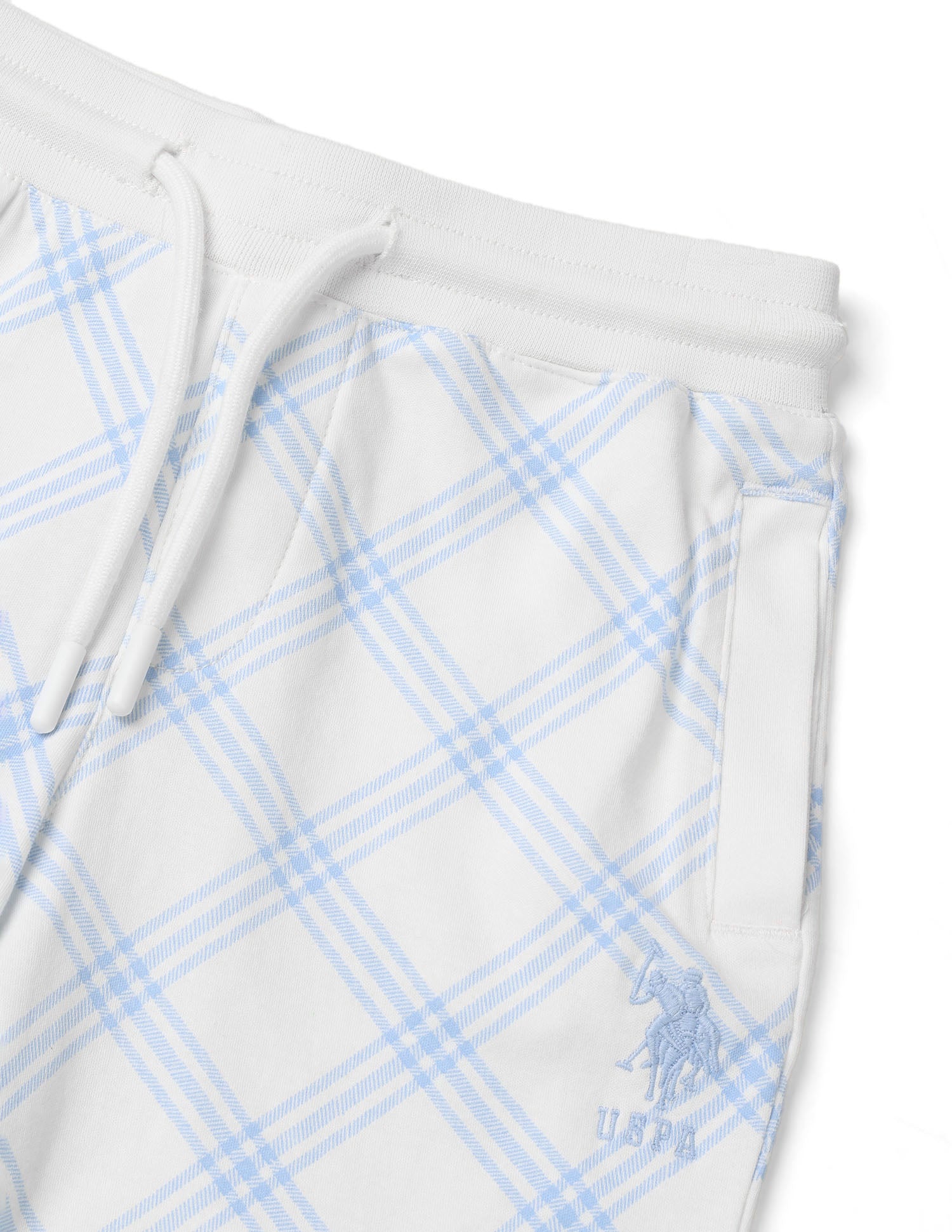 Boys Plaid Checked Regular Fit Shorts White - U.S. POLO ASSN. | Large