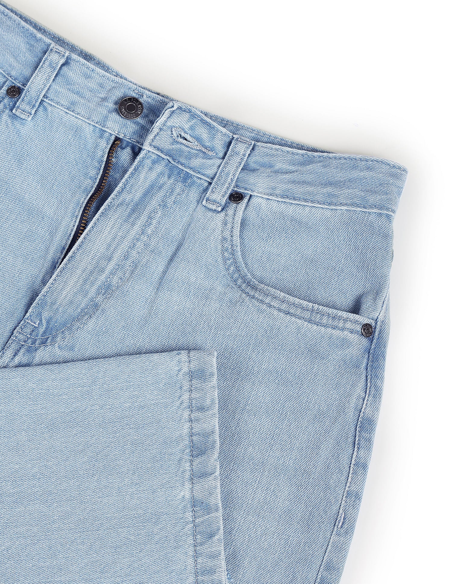 High Rise Wide Leg Distressed Jeans Blue - U.S. Polo Assn. India | Large