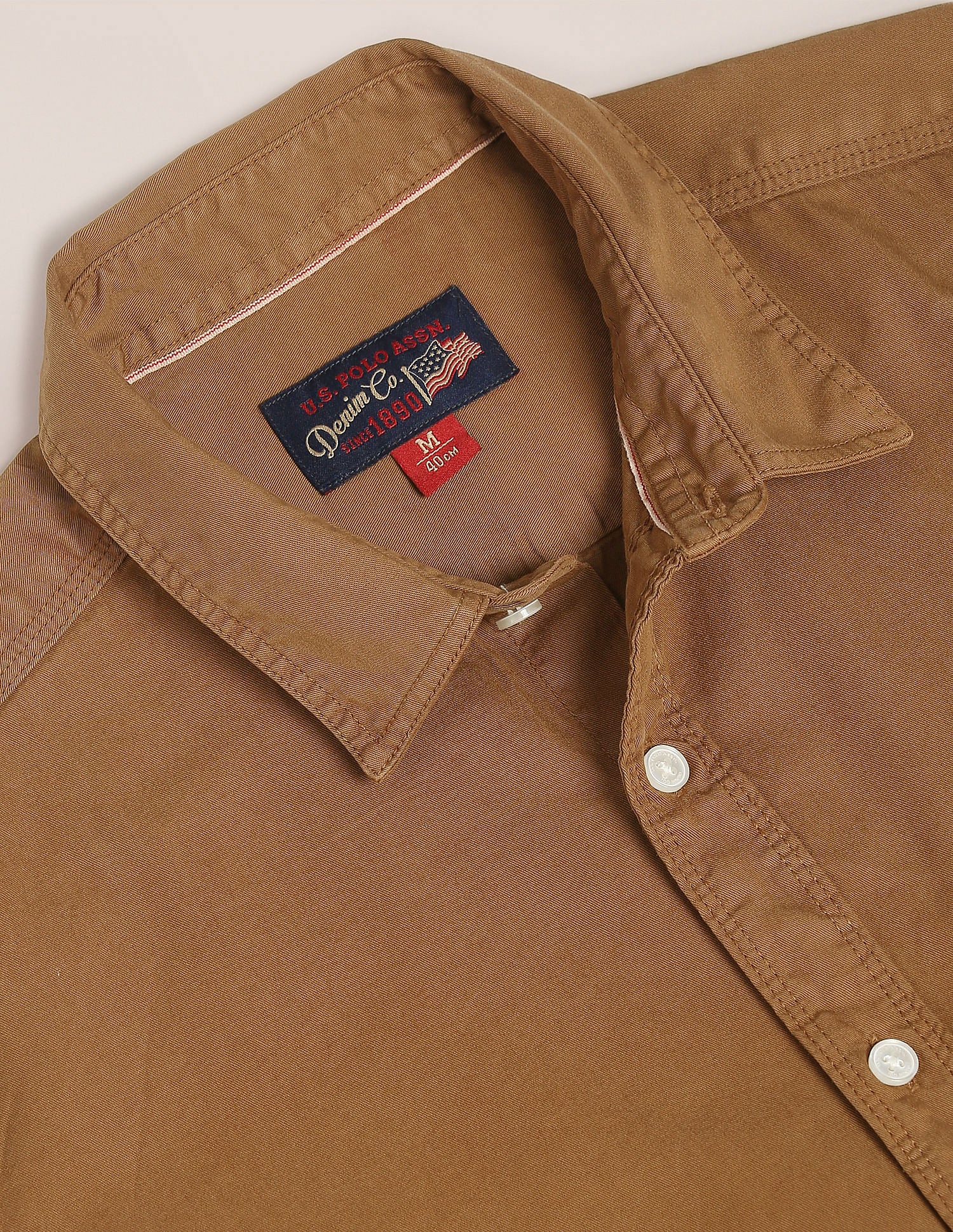 Solid Twill Convertible Sleeve Casual Shirt Brown - U.S. POLO ASSN. | Large