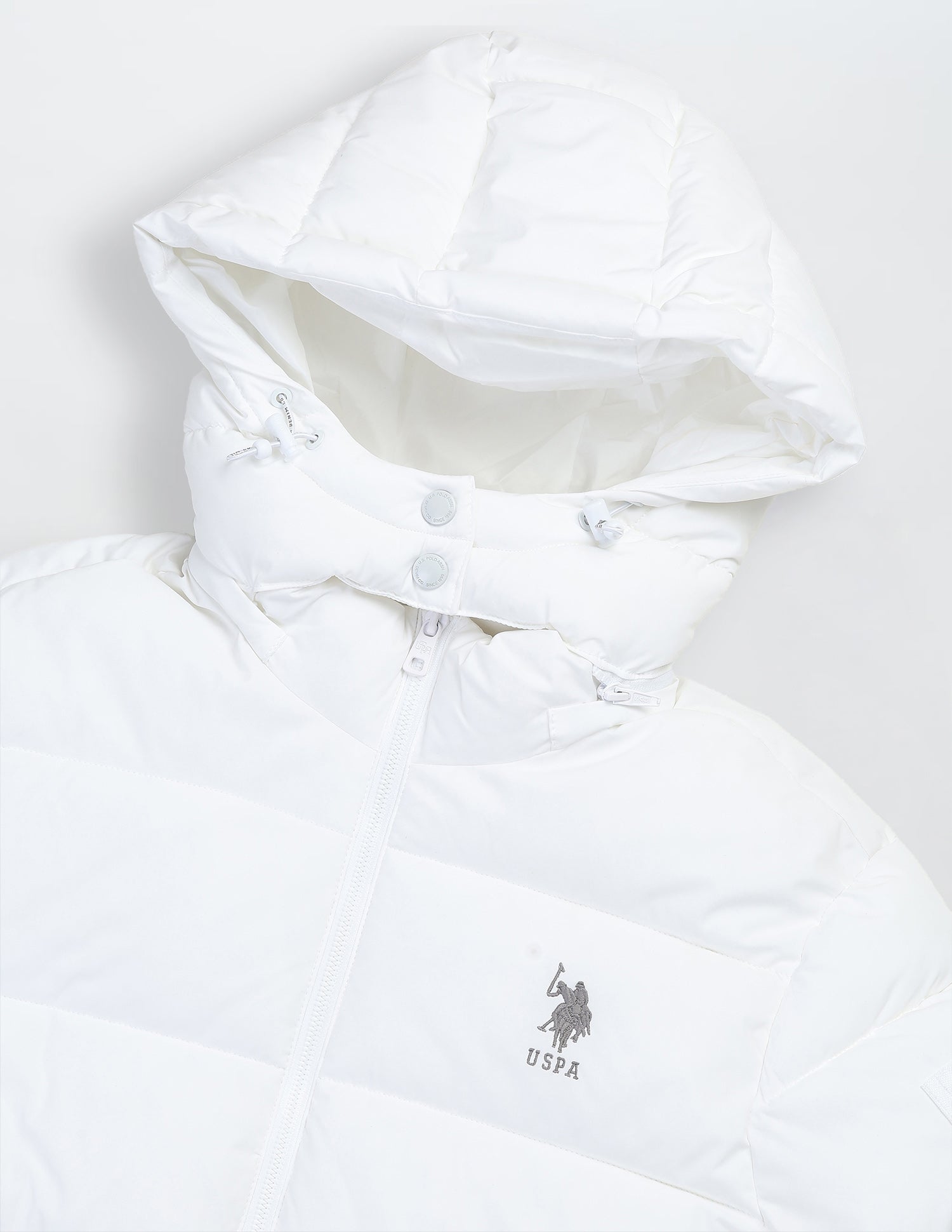 Detachable Hood Puffer Jacket White - U.S. Polo Assn. India | Large