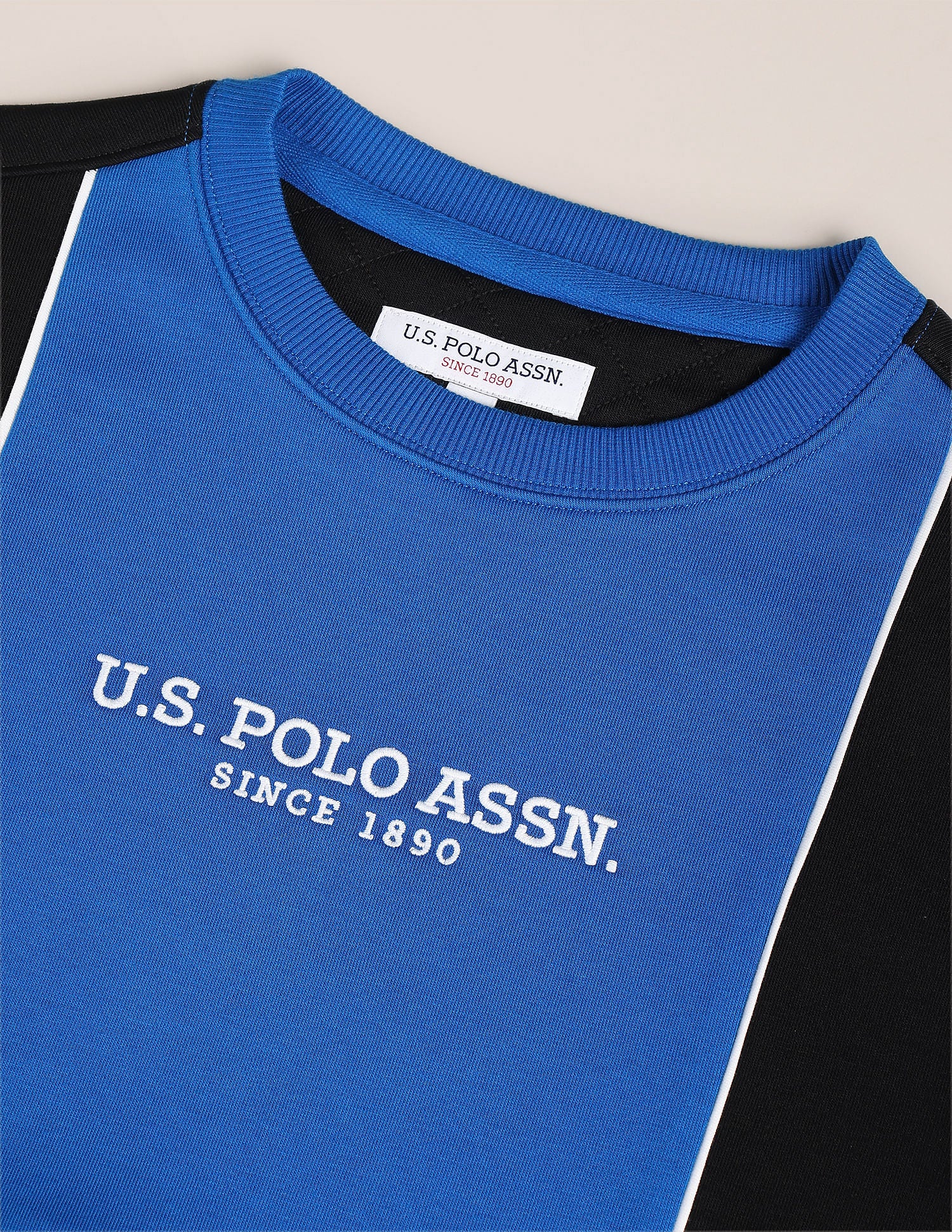Panelled Colour Block Sweatshirt Black and Blue - U.S. POLO ASSN. | Large