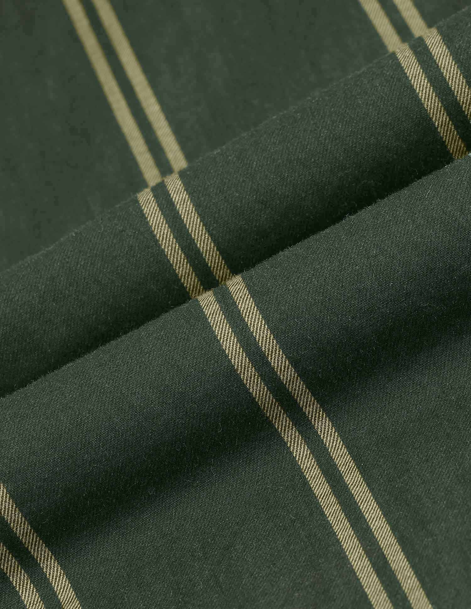 Vertical Striped Pure Cotton Shirt Olive - U.S. POLO ASSN. | Large