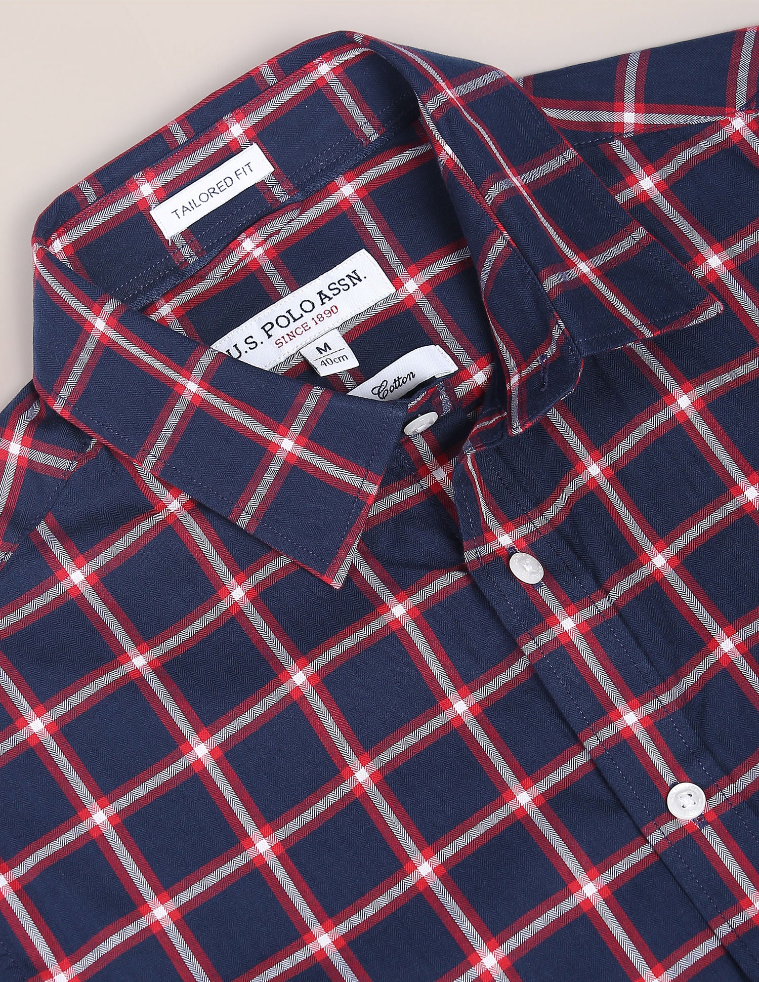 Outdoor Check Herringbone Shirt Navy - U.S. Polo Assn. India | Large