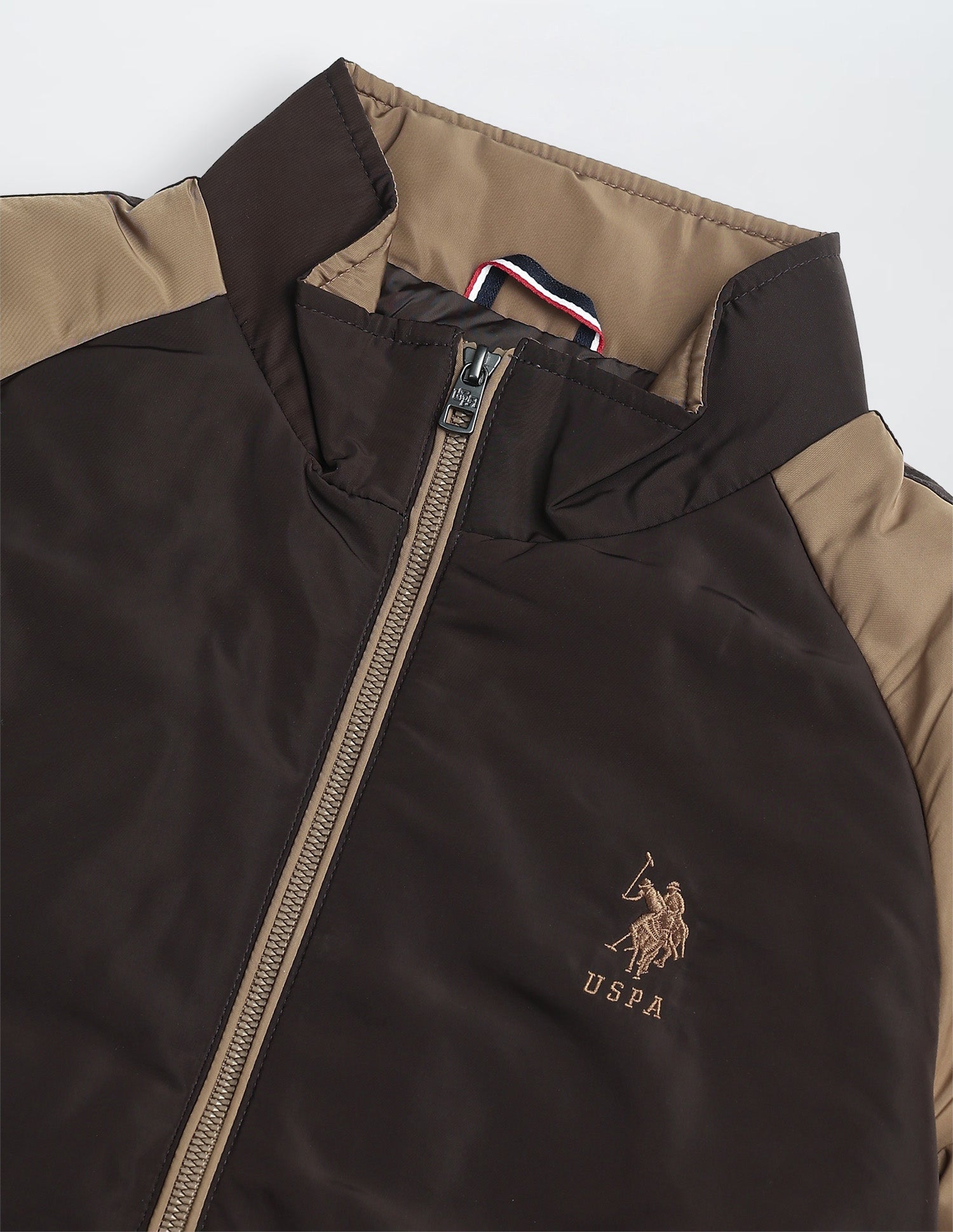 Colour Blocked Regular Fit Puffer Jacket Brown - U.S. Polo Assn. India | Large