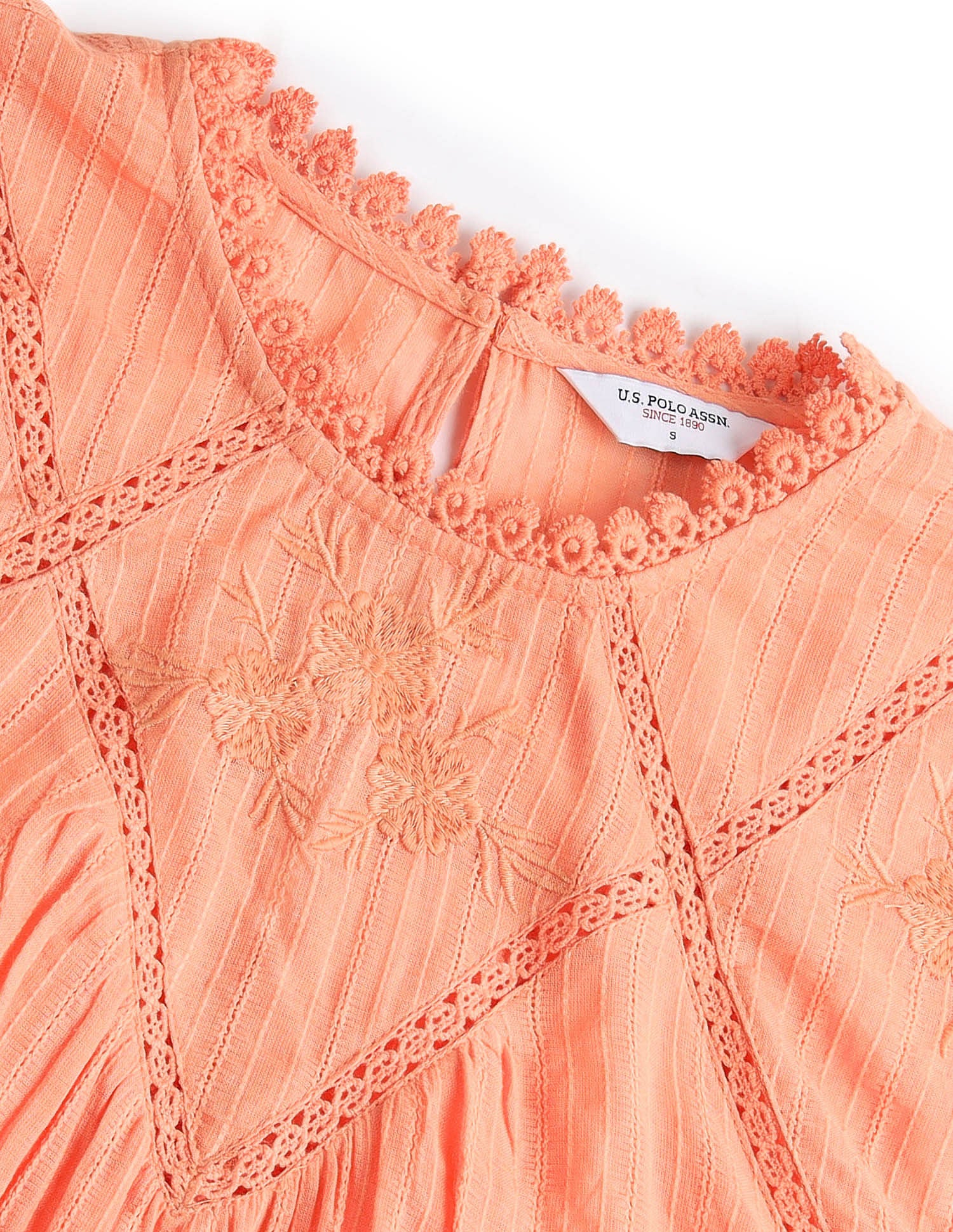 Lace Detail Cotton Top Peach - U.S. Polo Assn. India | Large