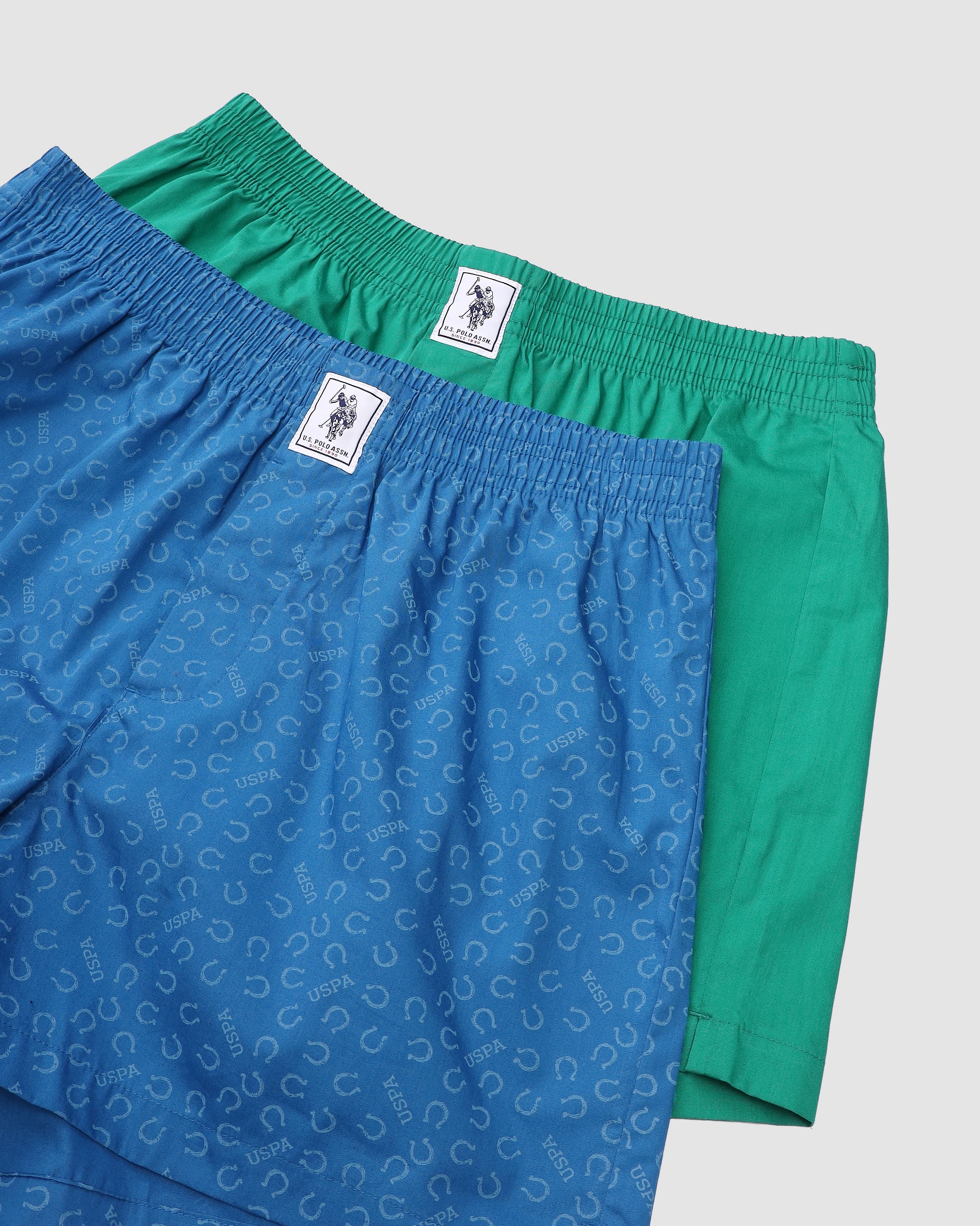 Mid Rise Soft Cotton OEX02 Boxers - Pack Of 2 Green and Blue - U.S. POLO ASSN. | Large
