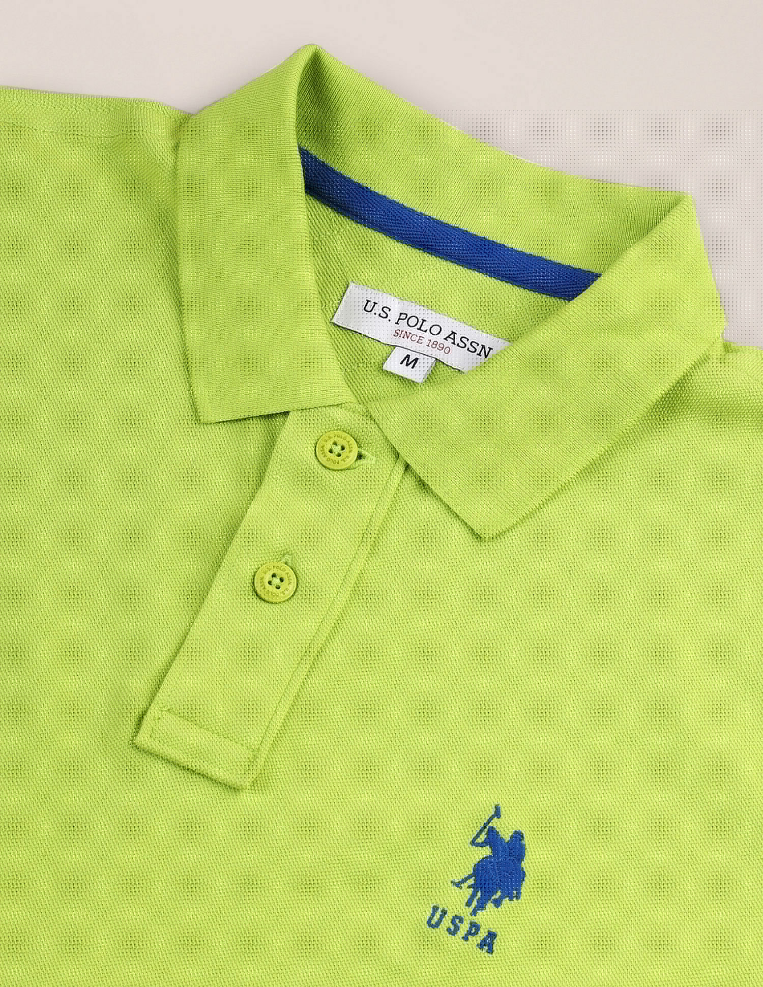 Tipped Sleeve Hem Slim Polo Shirt Light Green - U.S. Polo Assn. India | Large