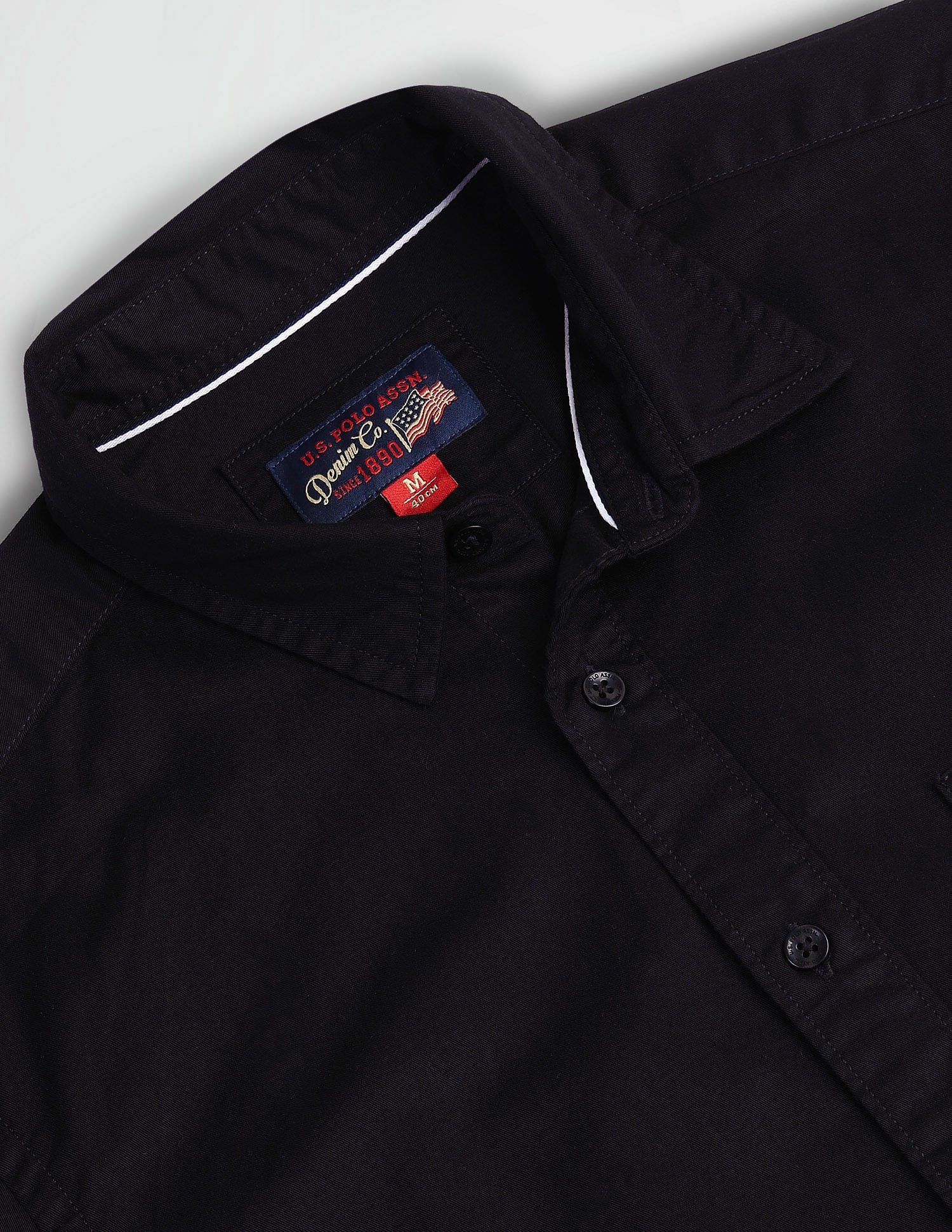 Semi Cutaway Collar Slim Fit Shirt Black - U.S. Polo Assn. India | Large