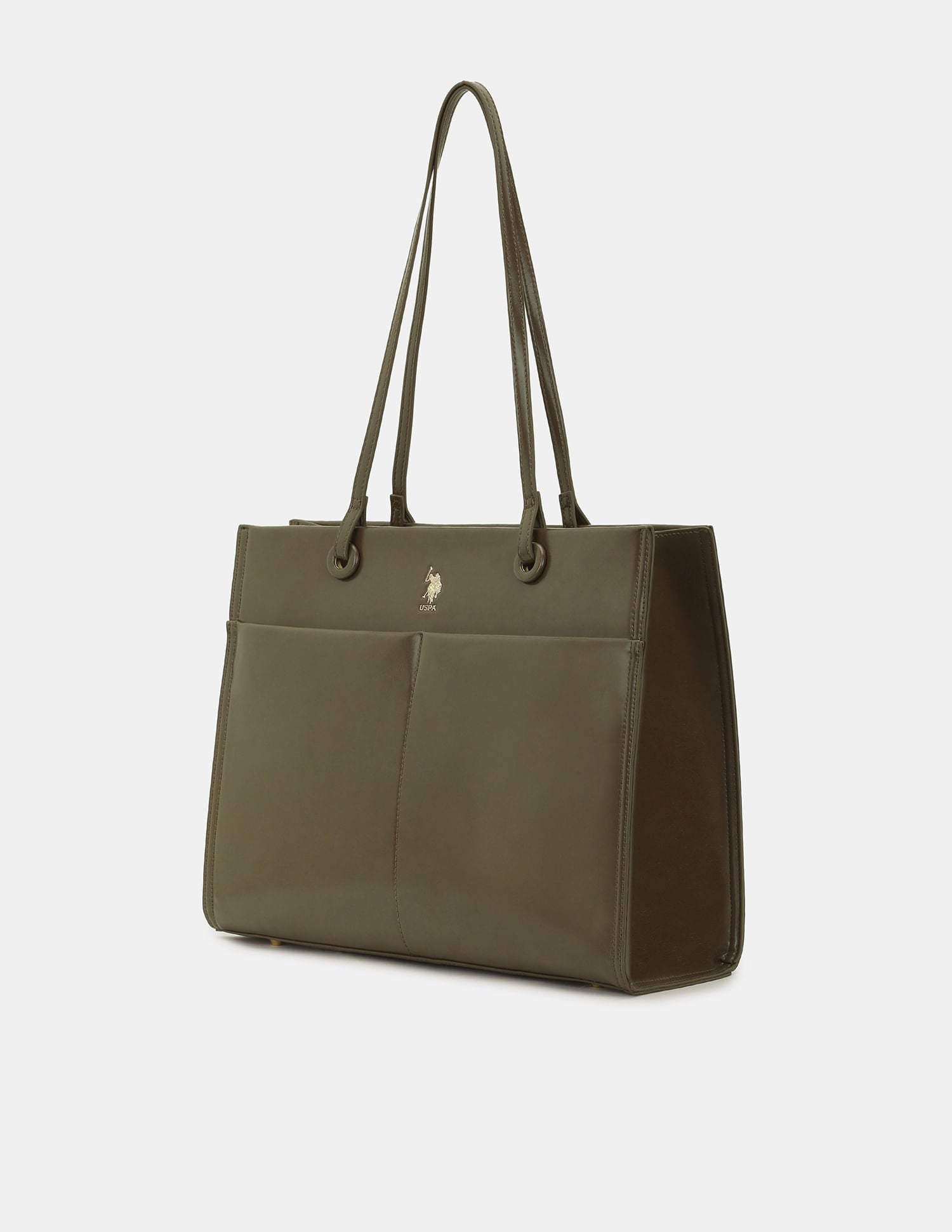 Women Bria Solid Tote Bag with Multipurpose Compartment Dark Grey - U.S. POLO ASSN. | Large