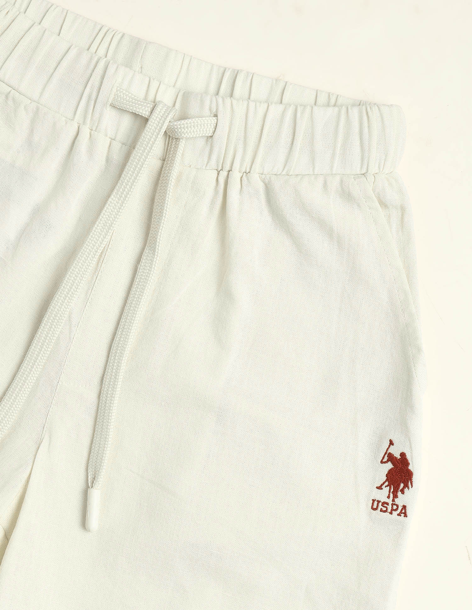 Embroidered Relaxed Fit Shorts Natural - U.S. Polo Assn. India | Large