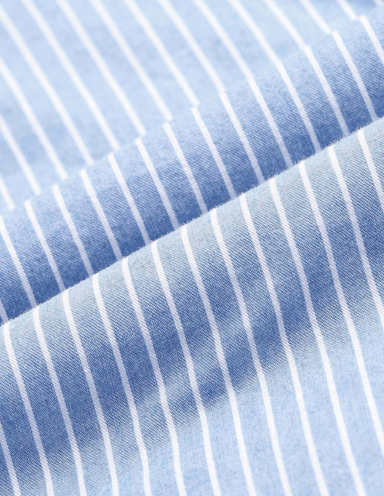 Vertical Striped Twill Pure Cotton Shirt Light Indigo - U.S. Polo Assn. India | Large
