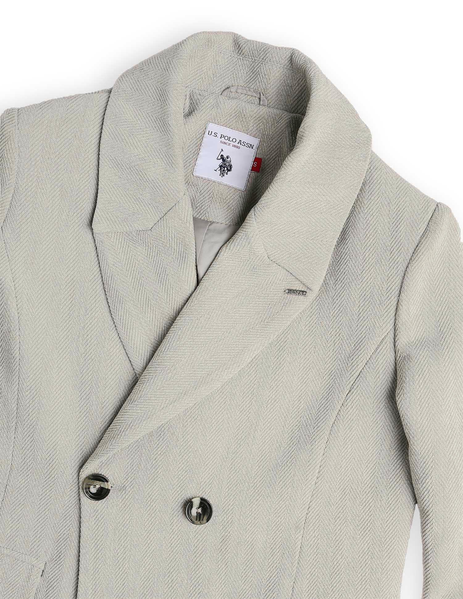 Soild Regular Fit Double Breasted Coat Grey - U.S. POLO ASSN. | Large