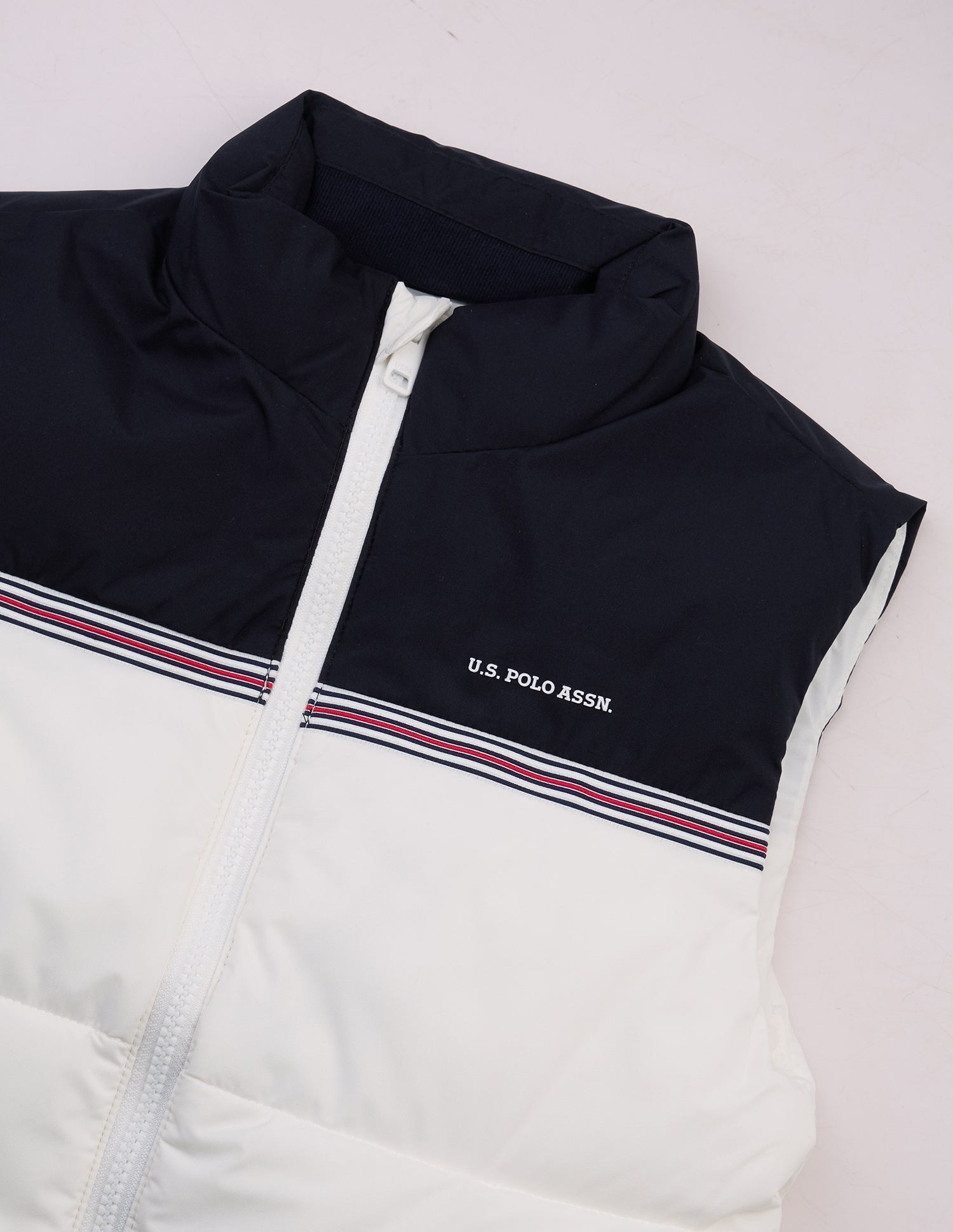 Colourblocked Regular Fit Puffer Jacket White - U.S. Polo Assn. India | Large