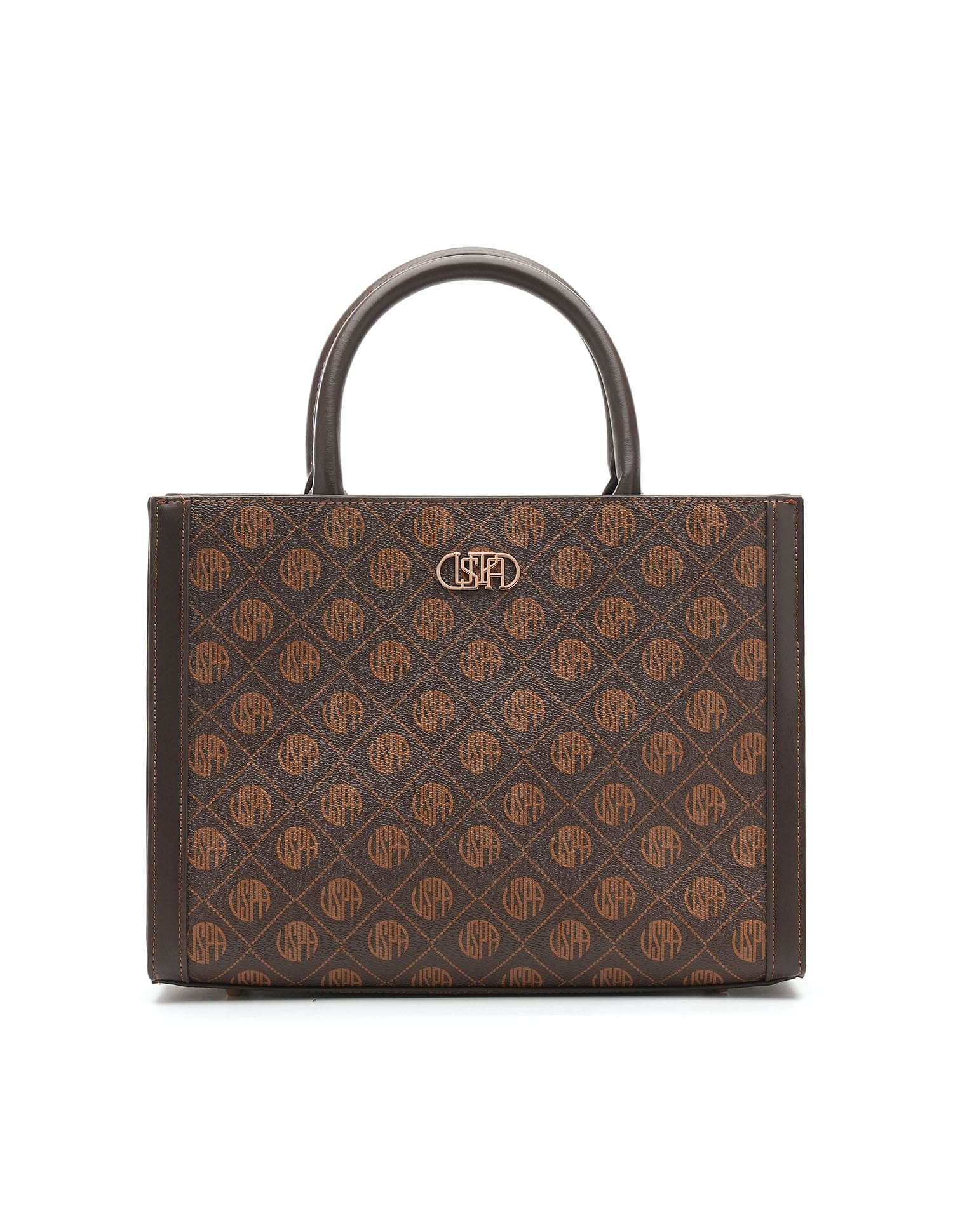 Bernice Monogram Satchel Bag Brown - U.S. Polo Assn. India | Large