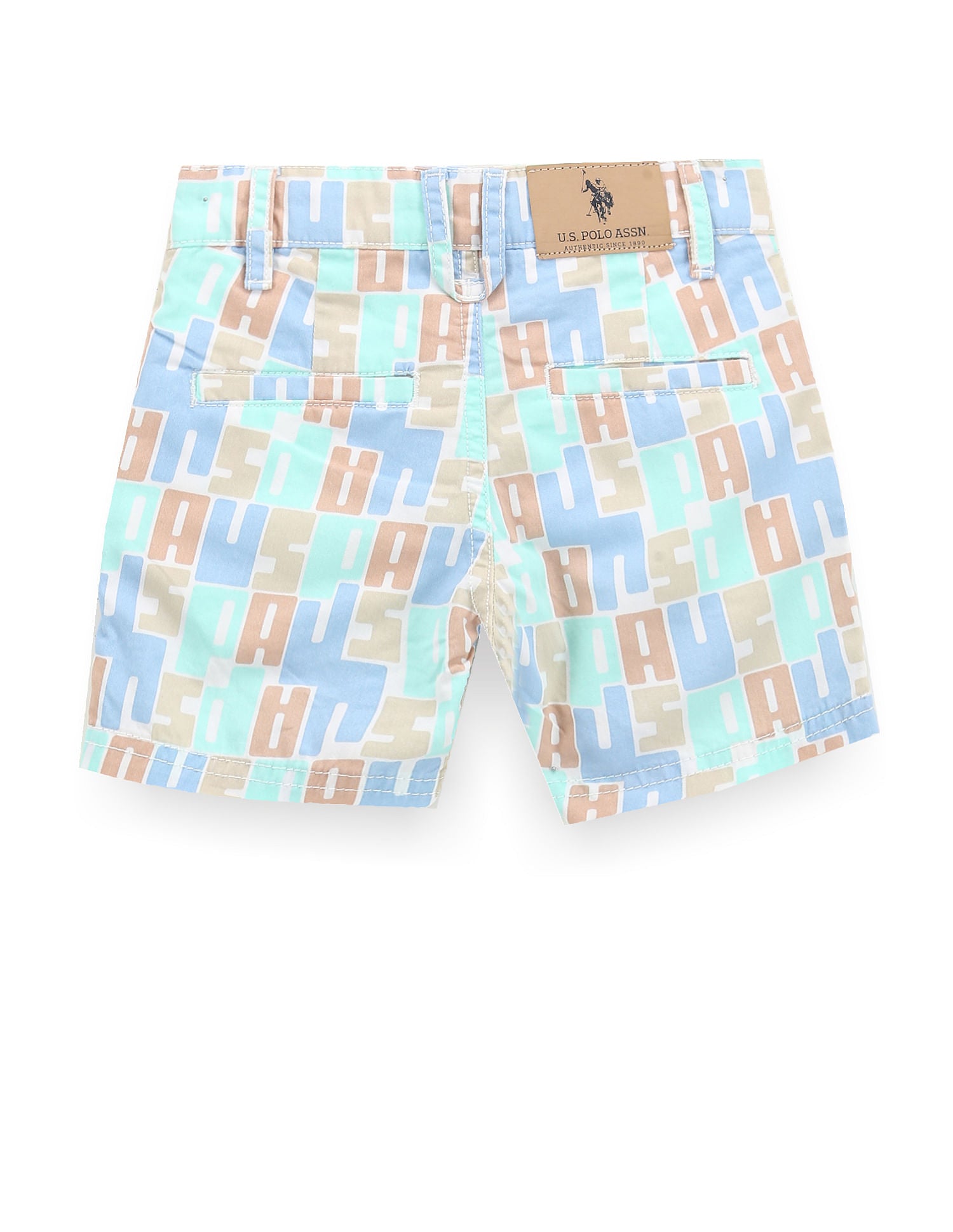 Boys Brand Print Twill Shorts Light Blue - U.S. Polo Assn. India | Large