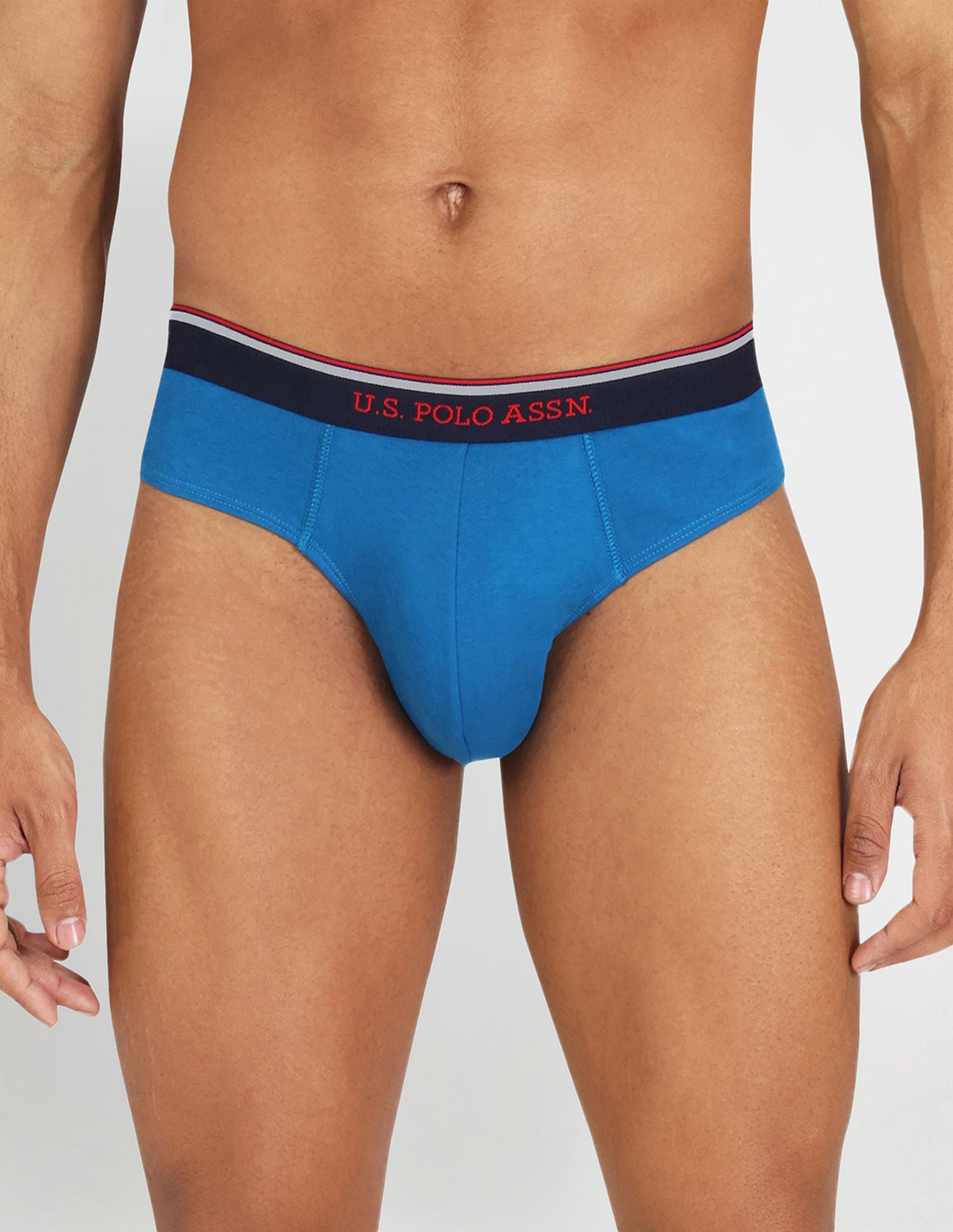 Solid Rib Knit Cotton I666 Briefs - Pack Of 2 Blue - U.S. POLO ASSN. | Large