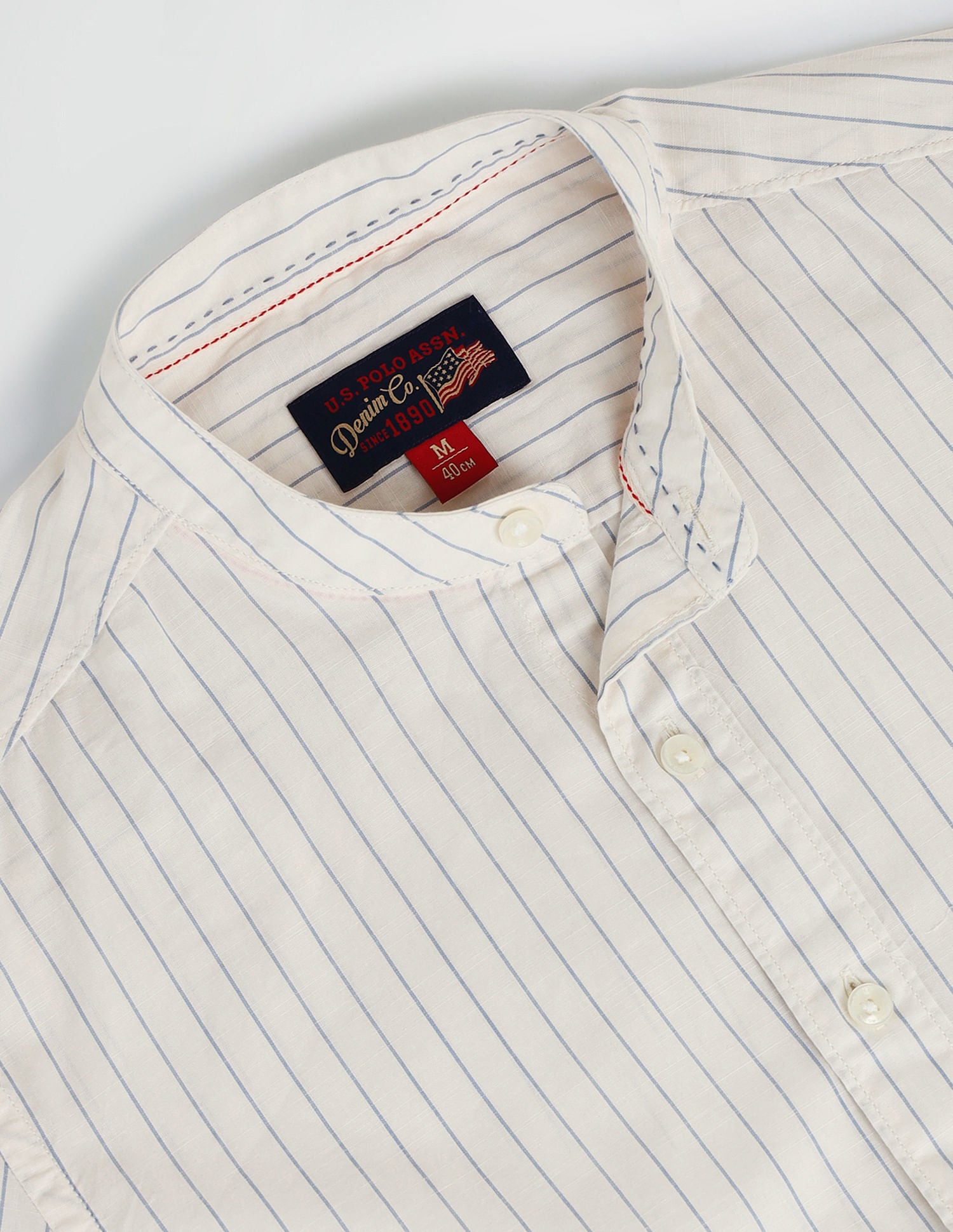 Mandarin Collar Slim Fit Shirt Ivory - U.S. Polo Assn. India | Large