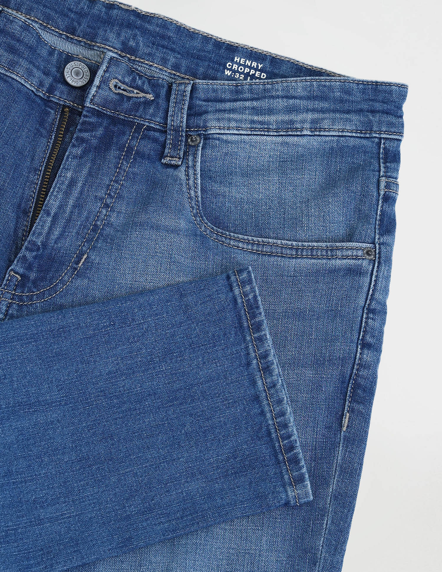 Henry Tapered Cropped Fit Blue Jeans Blue - U.S. POLO ASSN. | Large