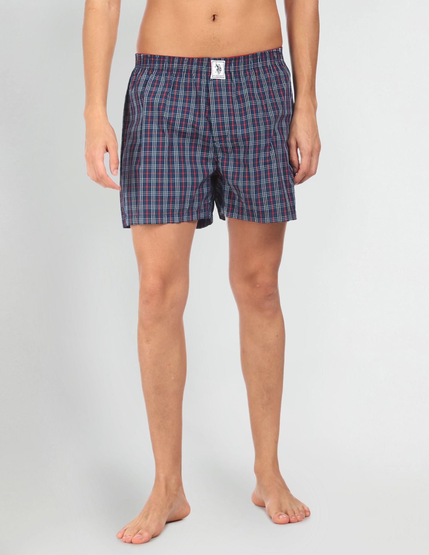 Plaid Check Pure Cotton I691 Boxers - Pack Of 2 Blue - U.S. POLO ASSN. | Large