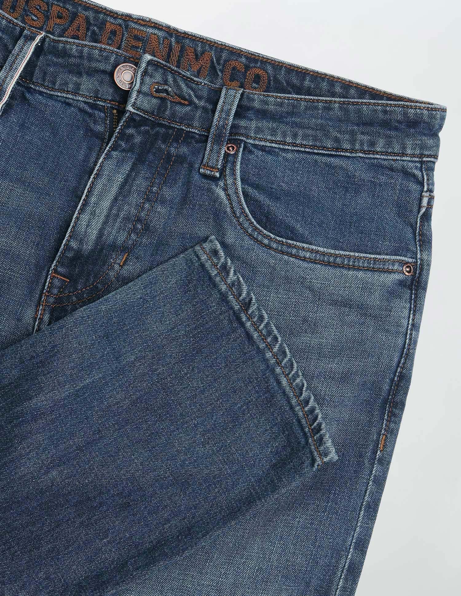 Brandon Slim Tapered Fit Blue Jeans Mid Blue - U.S. Polo Assn. India | Large