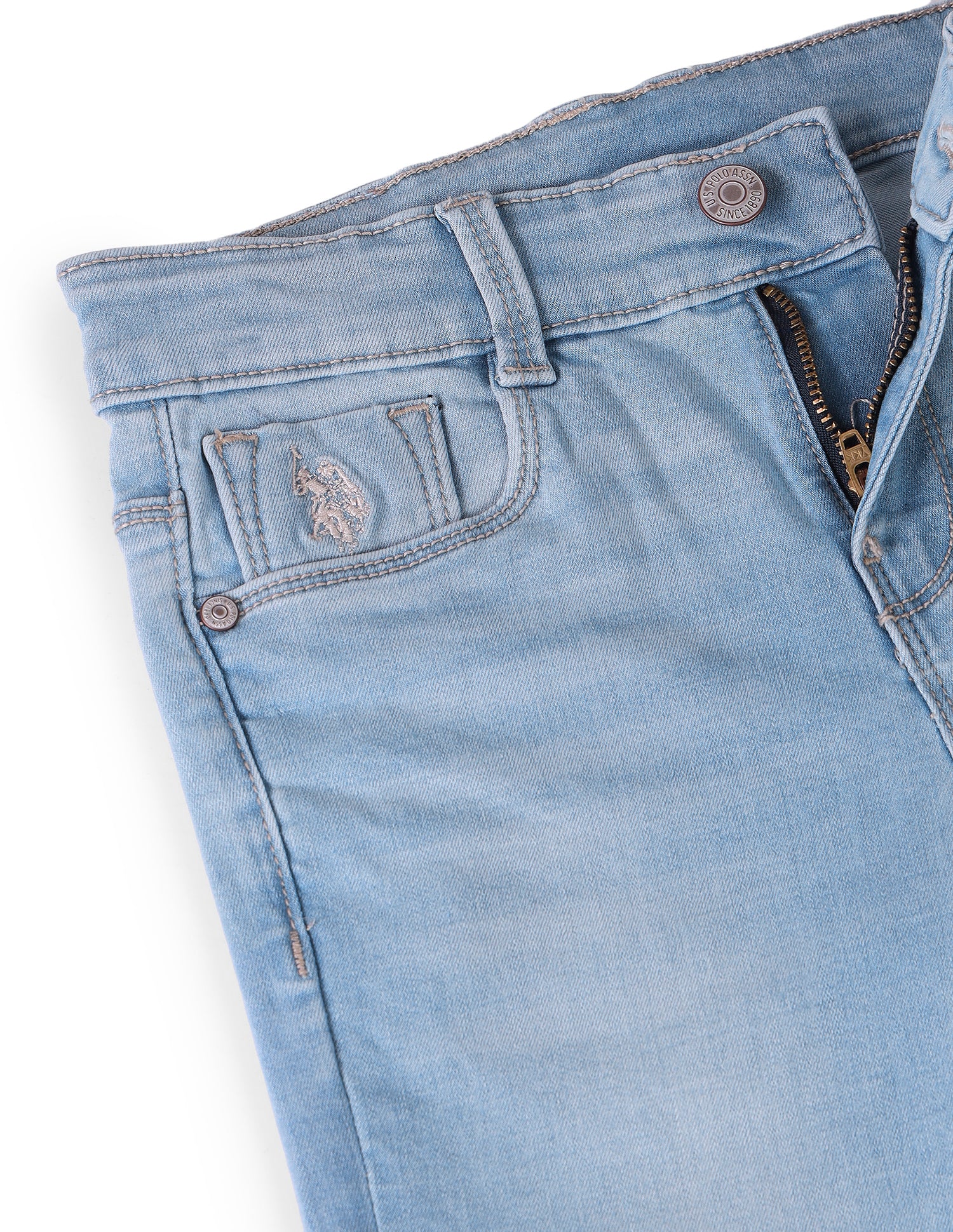 Boys Skinny Fit Blue Jeans Lt Blue - U.S. POLO ASSN. | Large