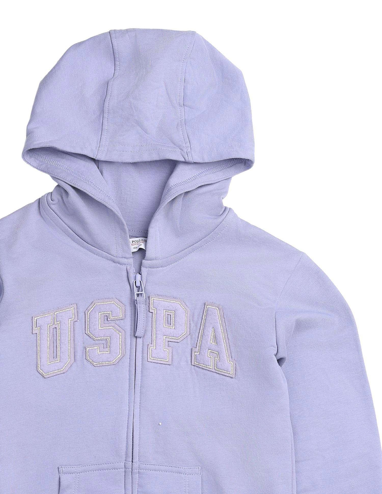 Girls Solid Hood Sweatshirt Light Purple - U.S. POLO ASSN. | Large