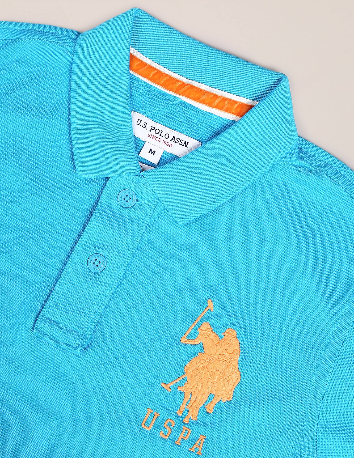 Compact Cotton Logo Polo Shirt Blue - U.S. Polo Assn. India | Large