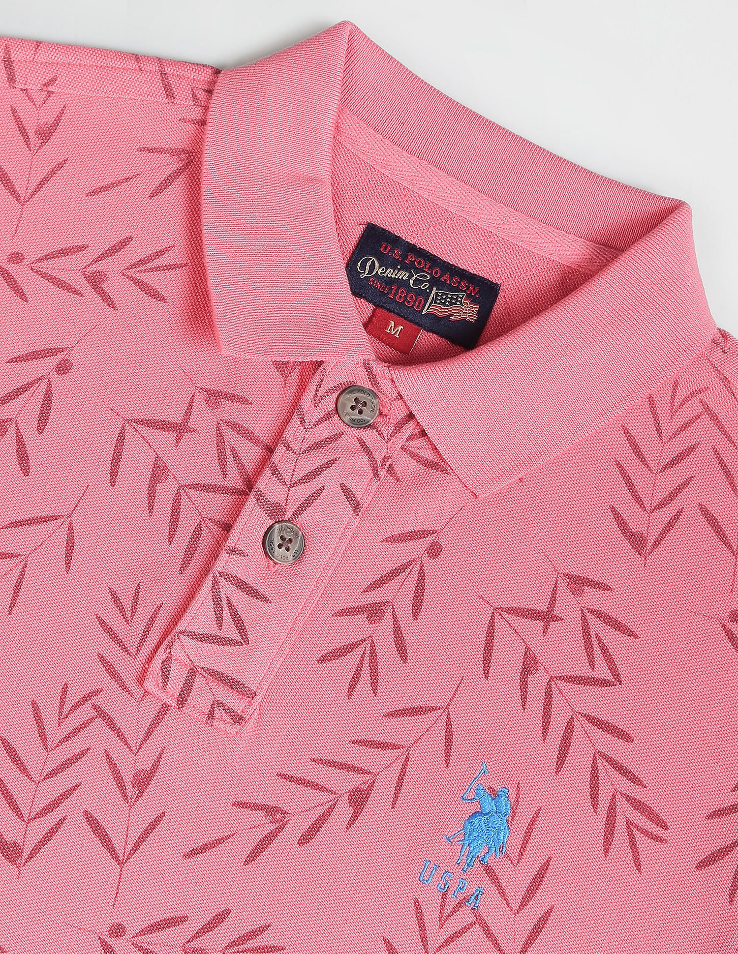 Cotton Floral Print Polo Shirt Pink - U.S. POLO ASSN. | Large