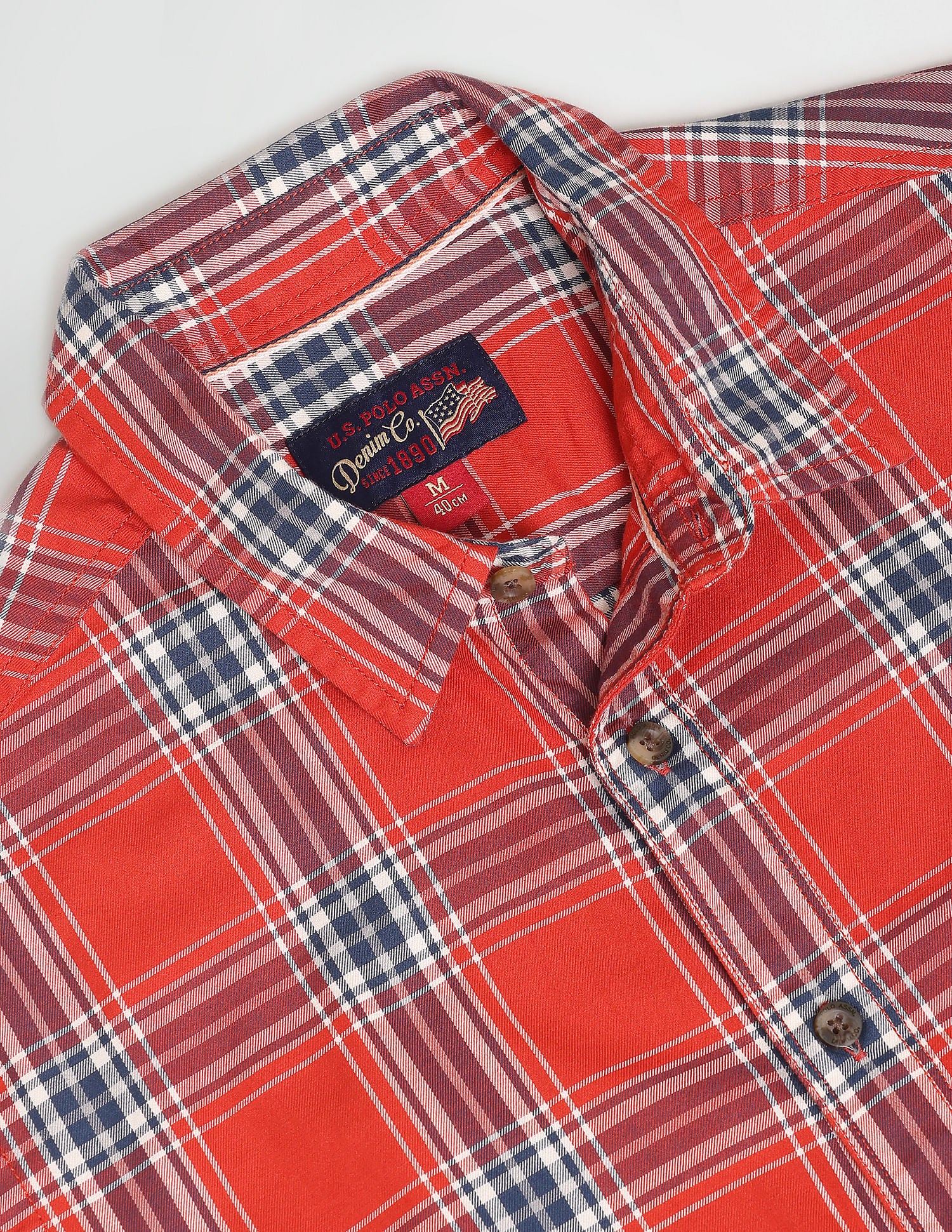 Plaid Check Short Sleeve Casual Shirt Red - U.S. Polo Assn. India | Large