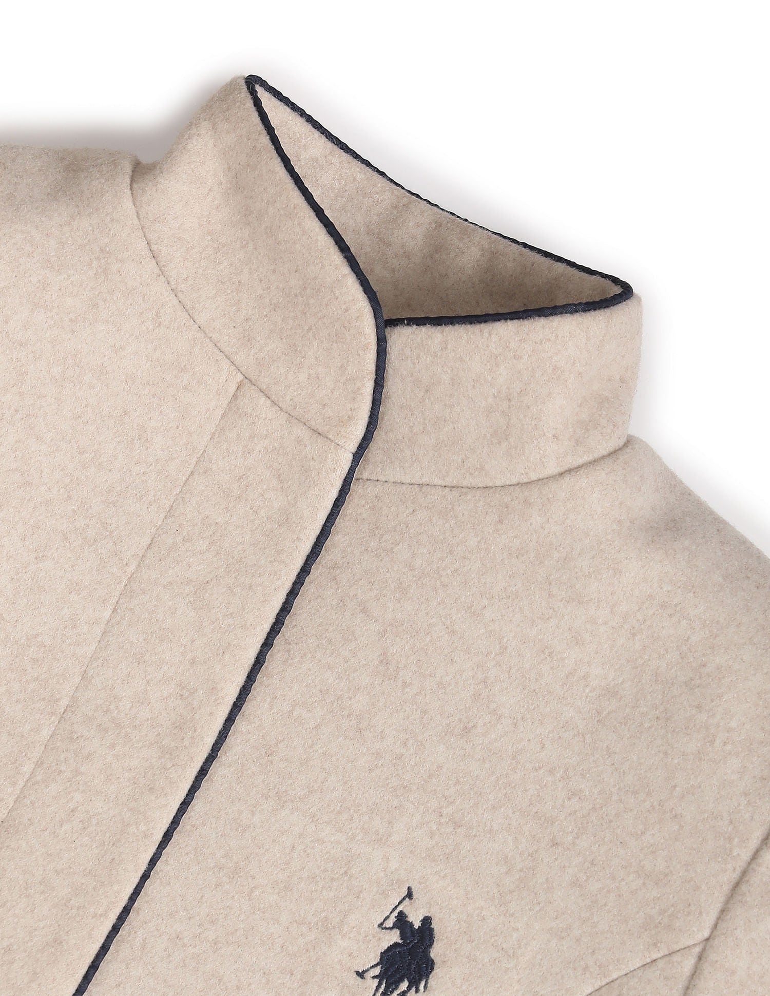 Stand Collar Heathered Jacket Beige - U.S. POLO ASSN. | Large