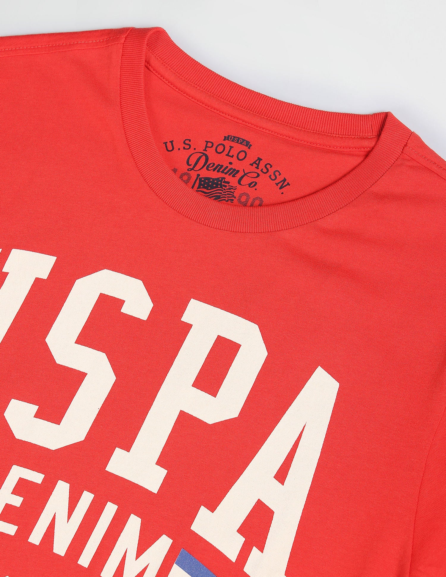 Men Red Crew Neck Brand Print T-Shirt Red - U.S. Polo Assn. India | Large