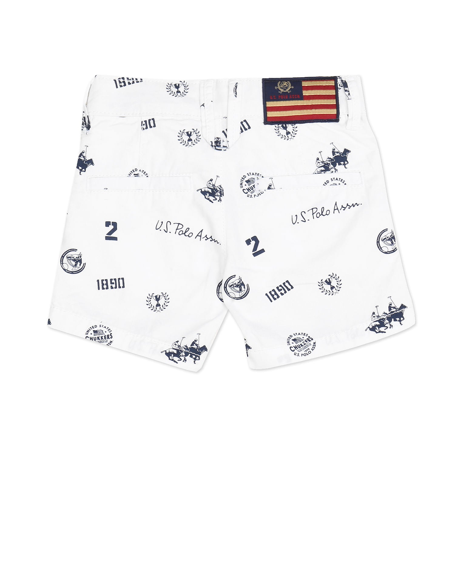 Mid Rise Brand Print Shorts White - U.S. POLO ASSN. | Large