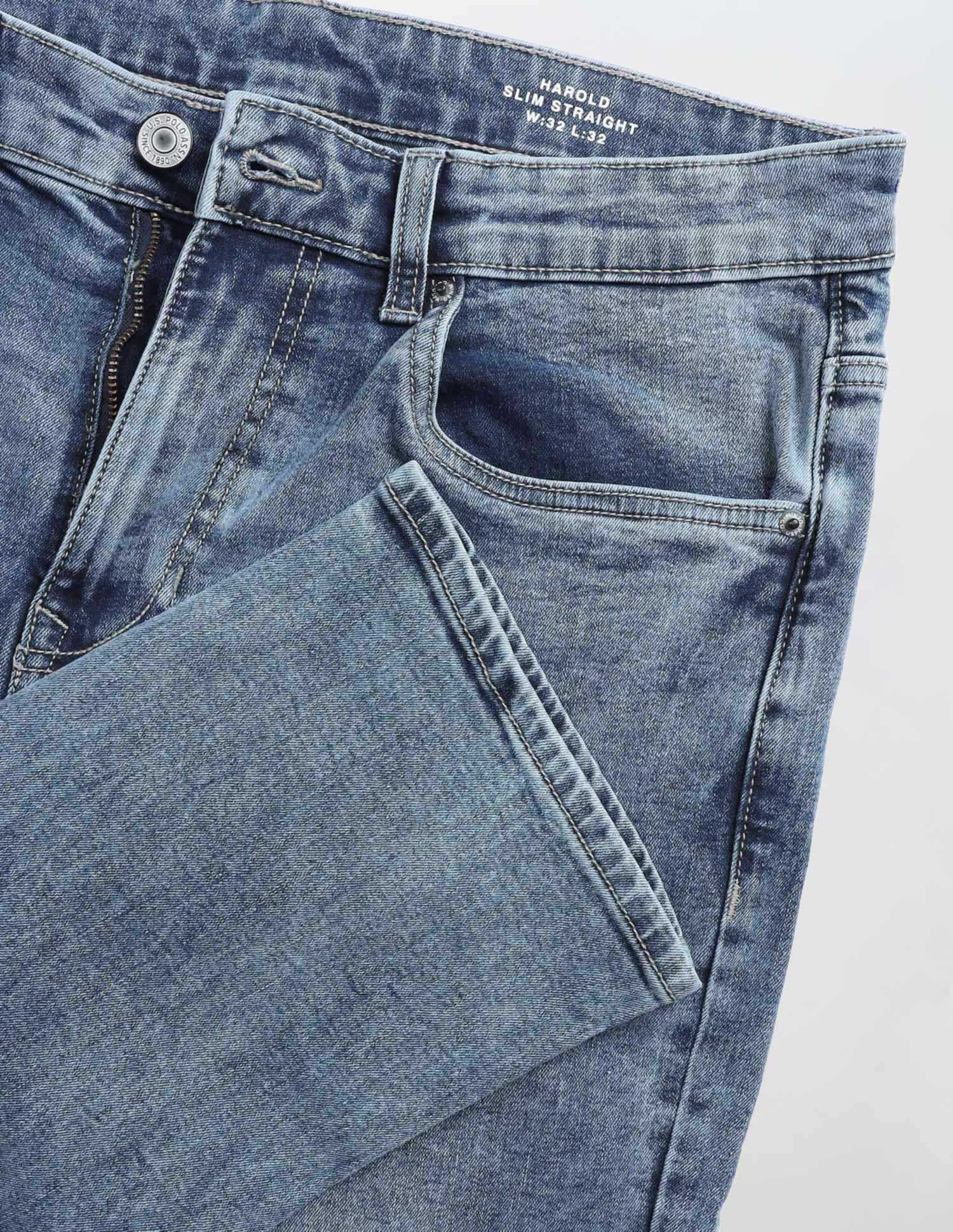Harold Slim Straight Fit Blue Jeans Light Indigo - U.S. POLO ASSN. | Large