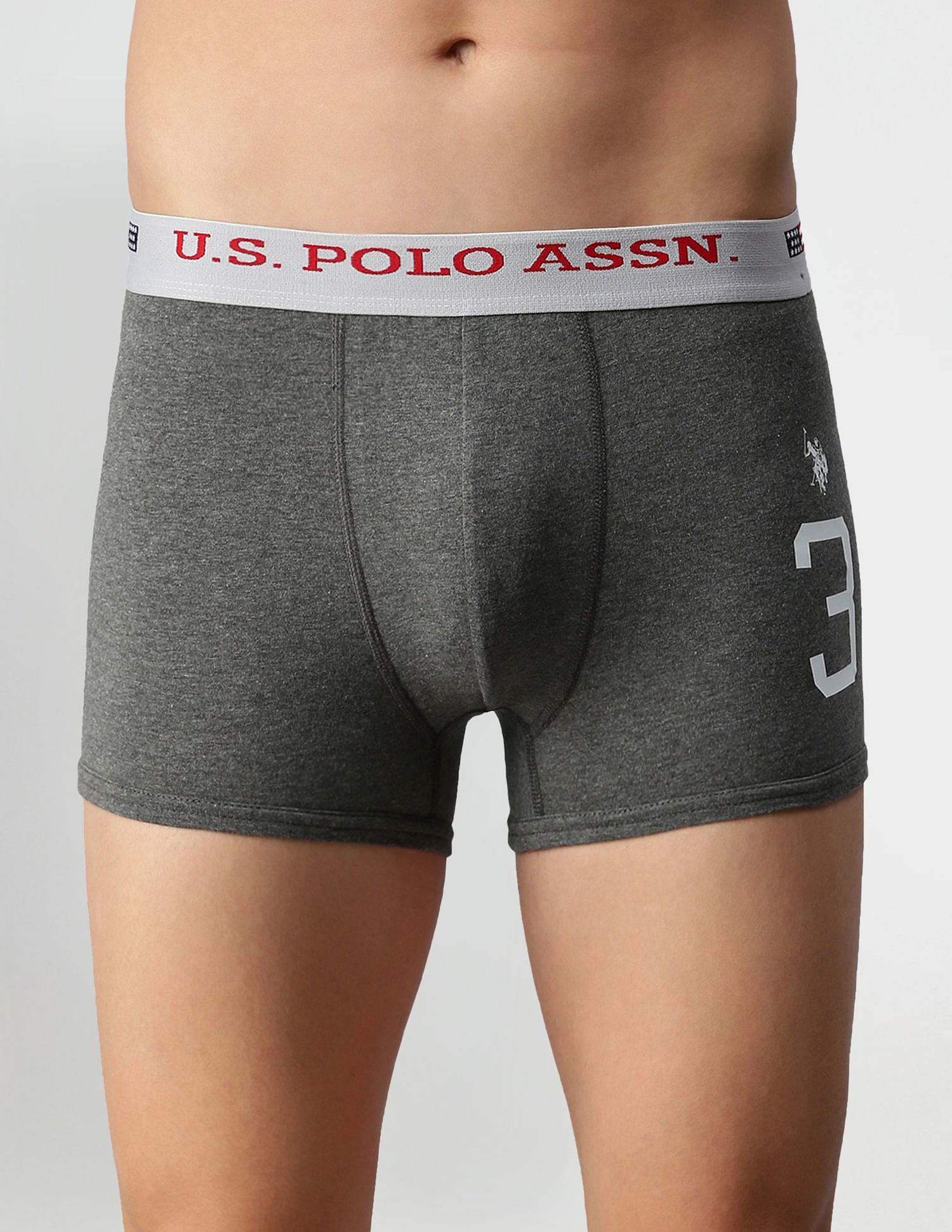 Numeric Print Cotton Spandex I015 Trunks - Pack Of 2 Navy and Grey - U.S. POLO ASSN. | Large