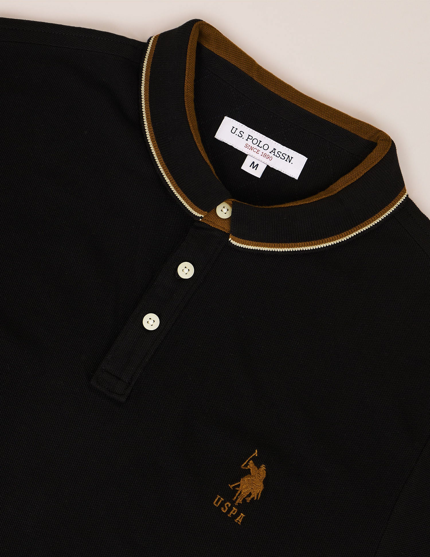 Slim Fit Solid Polo Shirt Black - U.S. Polo Assn. India | Large