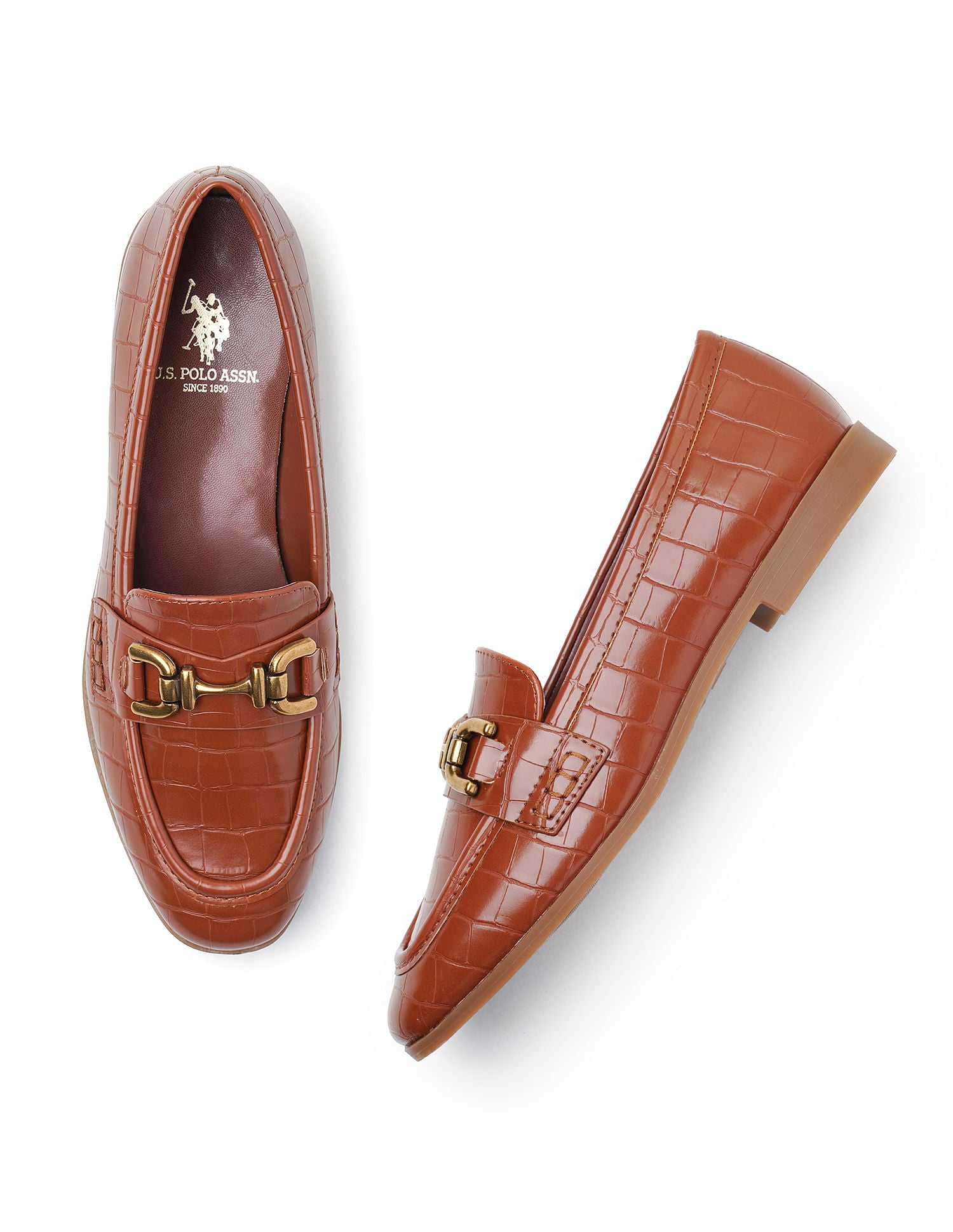 Women Round Toe Leisure Luna Loafers Tan - U.S. POLO ASSN. | Large