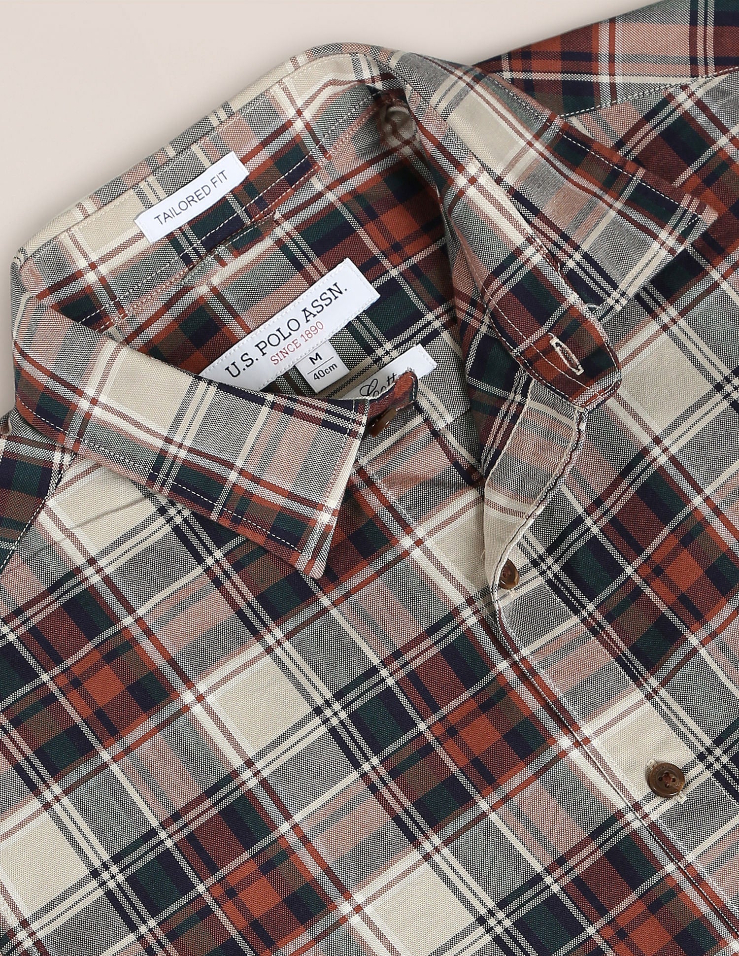 Tartan Check Cotton Shirt Khaki - U.S. Polo Assn. India | Large