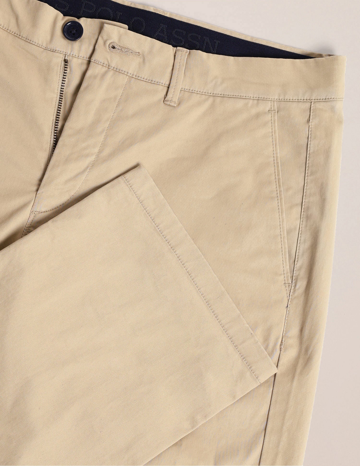 Riley Straight Solid Trousers Khaki - U.S. POLO ASSN. | Large