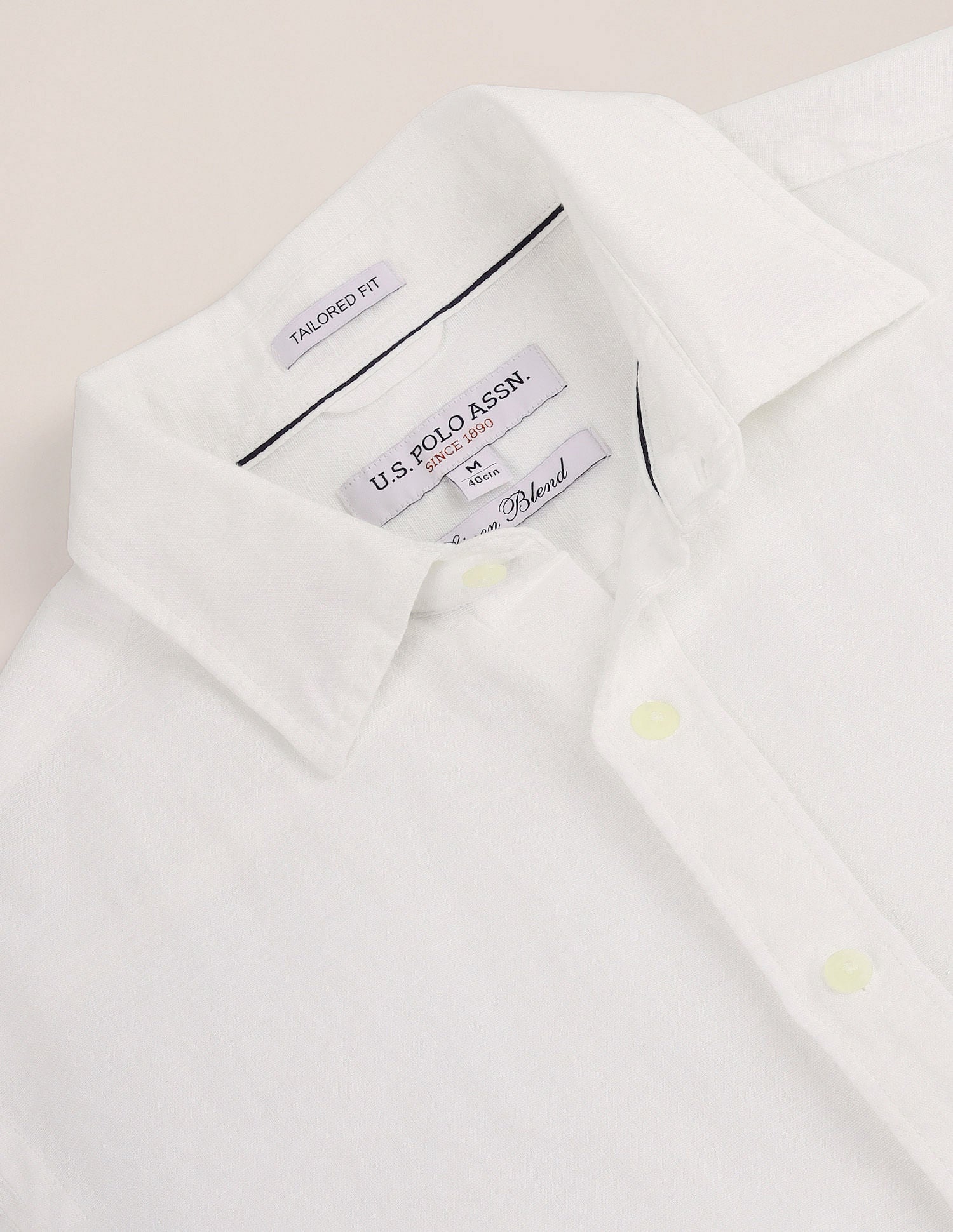 Tailored Fit Linen Blend Shirt White - U.S. Polo Assn. India | Large