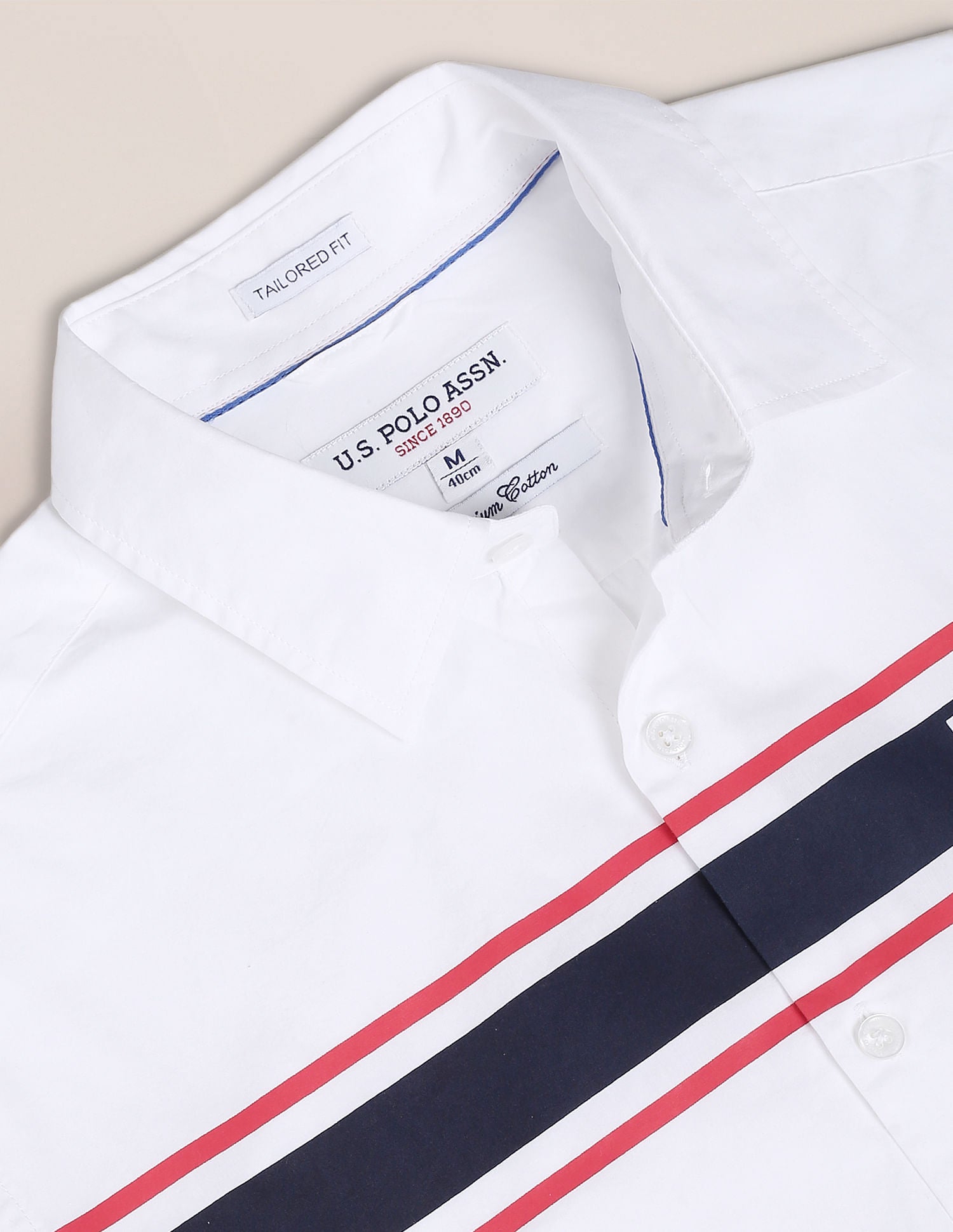Horizontal Stripe Cotton Shirt White - U.S. POLO ASSN. | Large