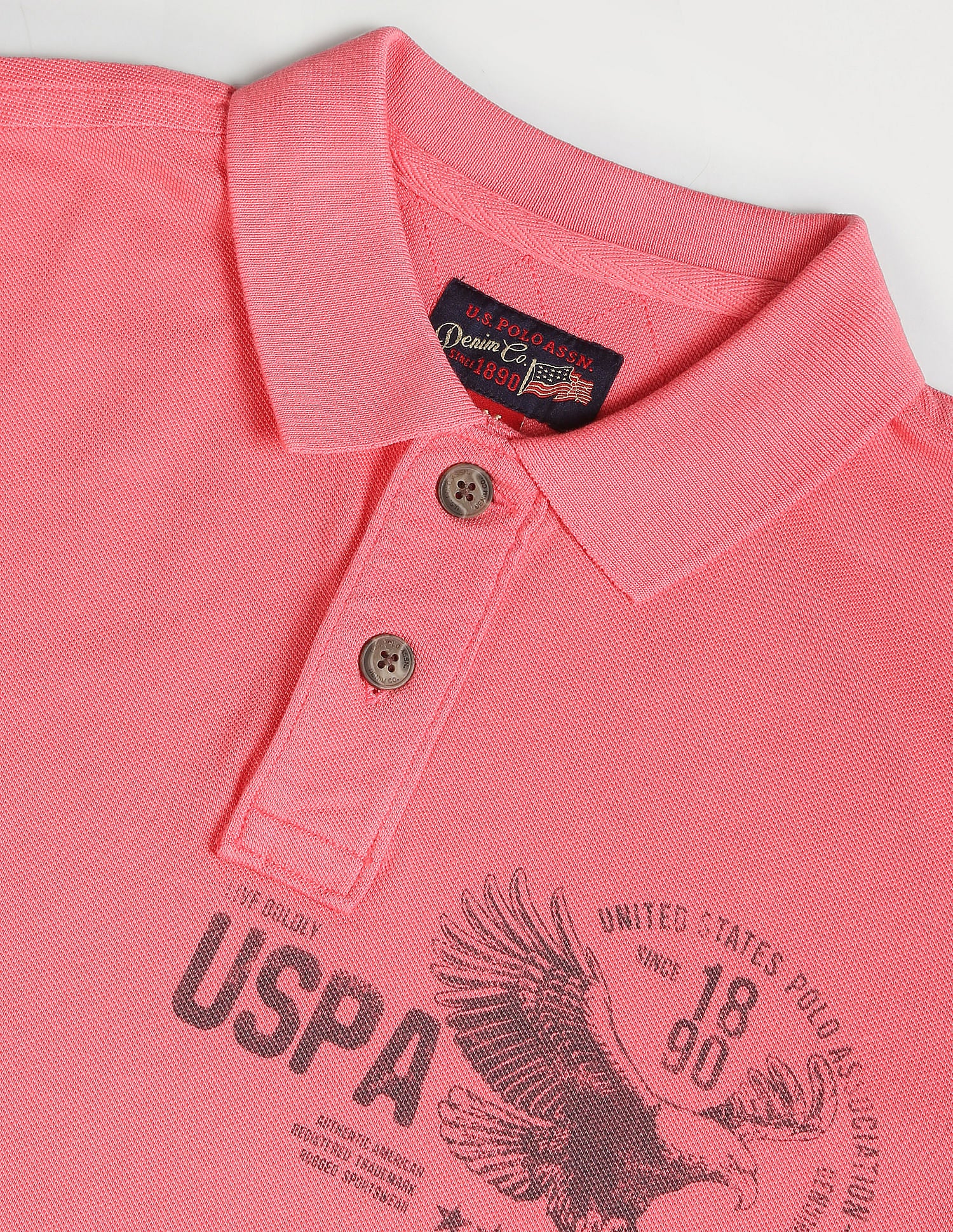 Solid Cotton Polo Shirt Pink - U.S. POLO ASSN. | Large