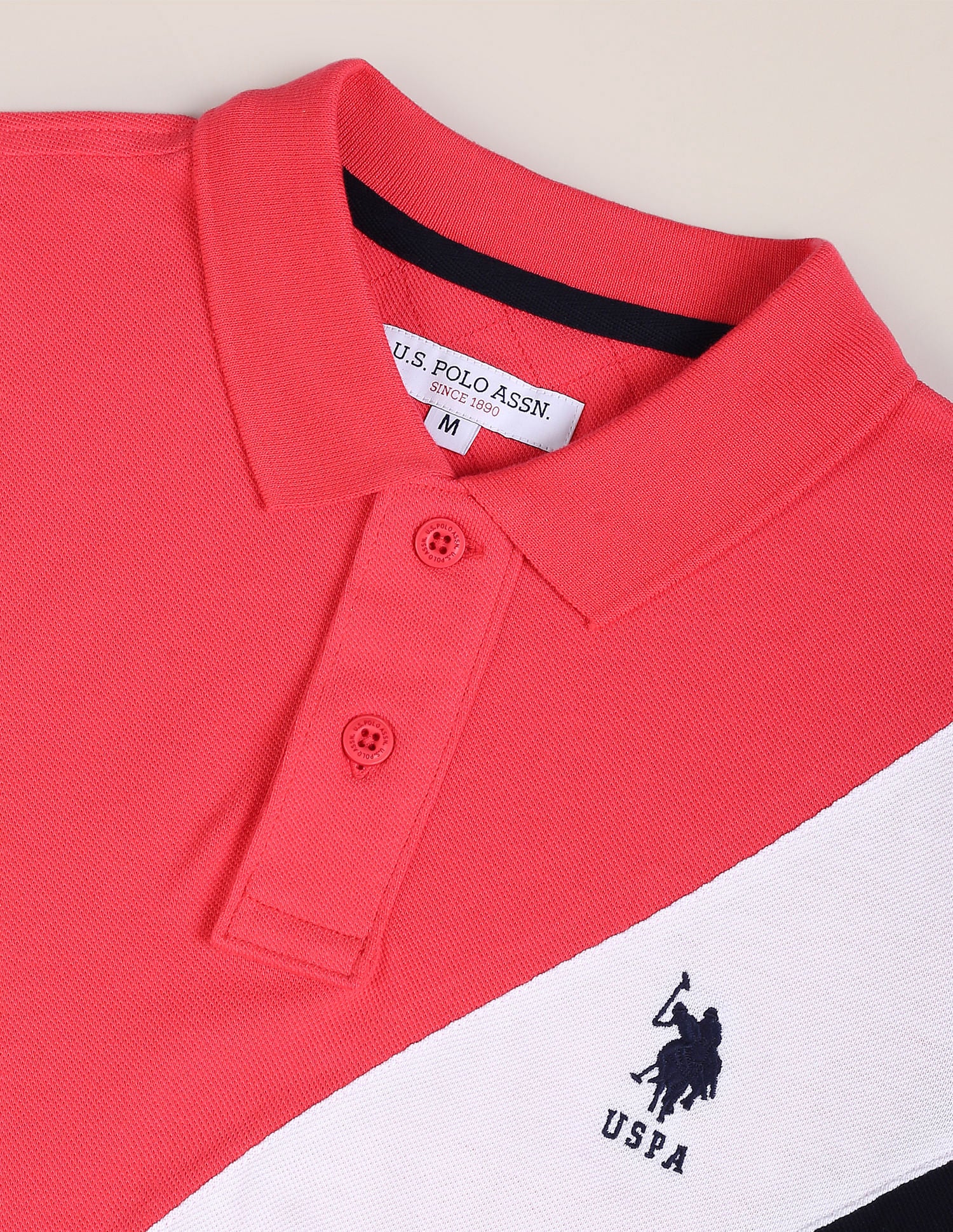 Colour Blocked Polo Shirt Coral - U.S. Polo Assn. India | Large