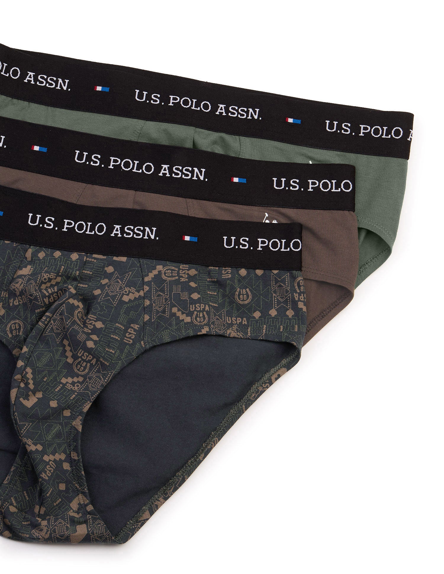 Breathable Cotton Stretch OEB25 Briefs - Pack of 3 Java|Bettle|Forest River - U.S. Polo Assn. India | Large