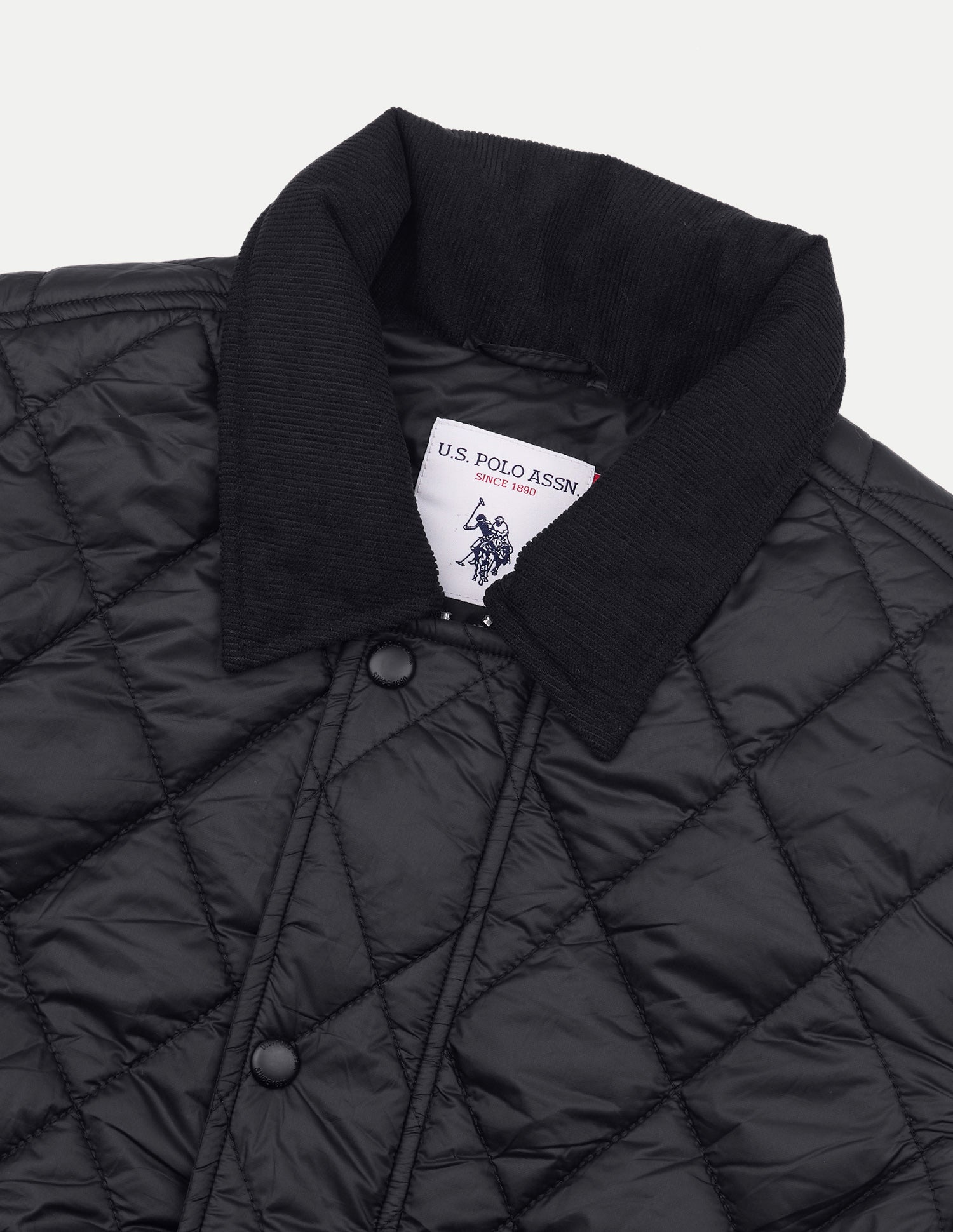 Solid Regular Fit Quilted Jacket Black - U.S. Polo Assn. India | Large