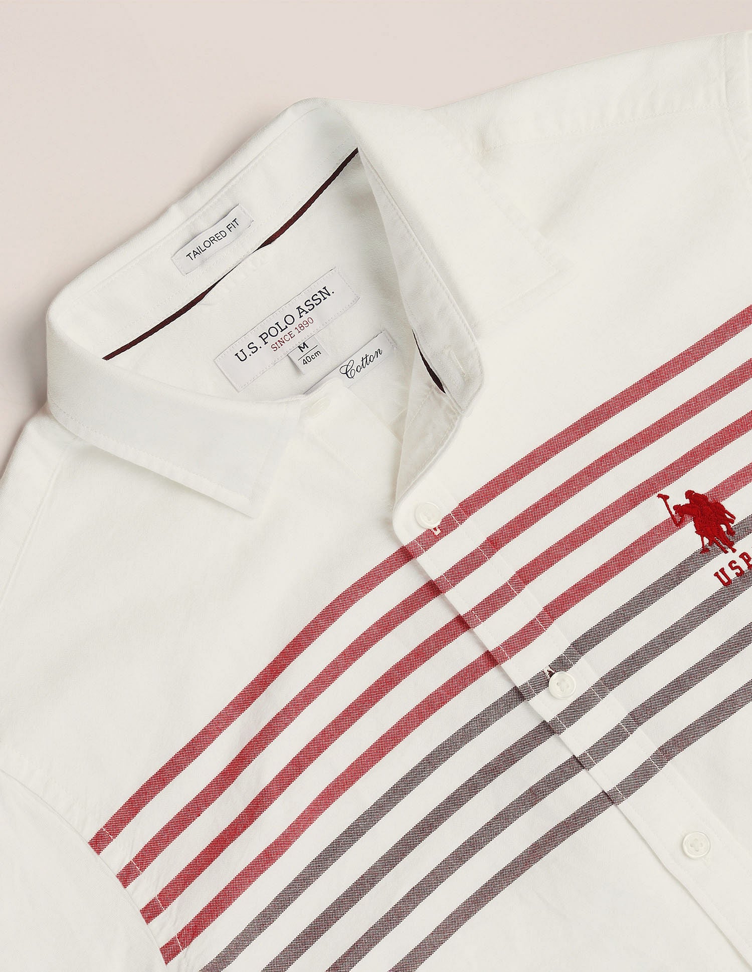 Horizontal Stripe Twill Shirt White - U.S. Polo Assn. India | Large