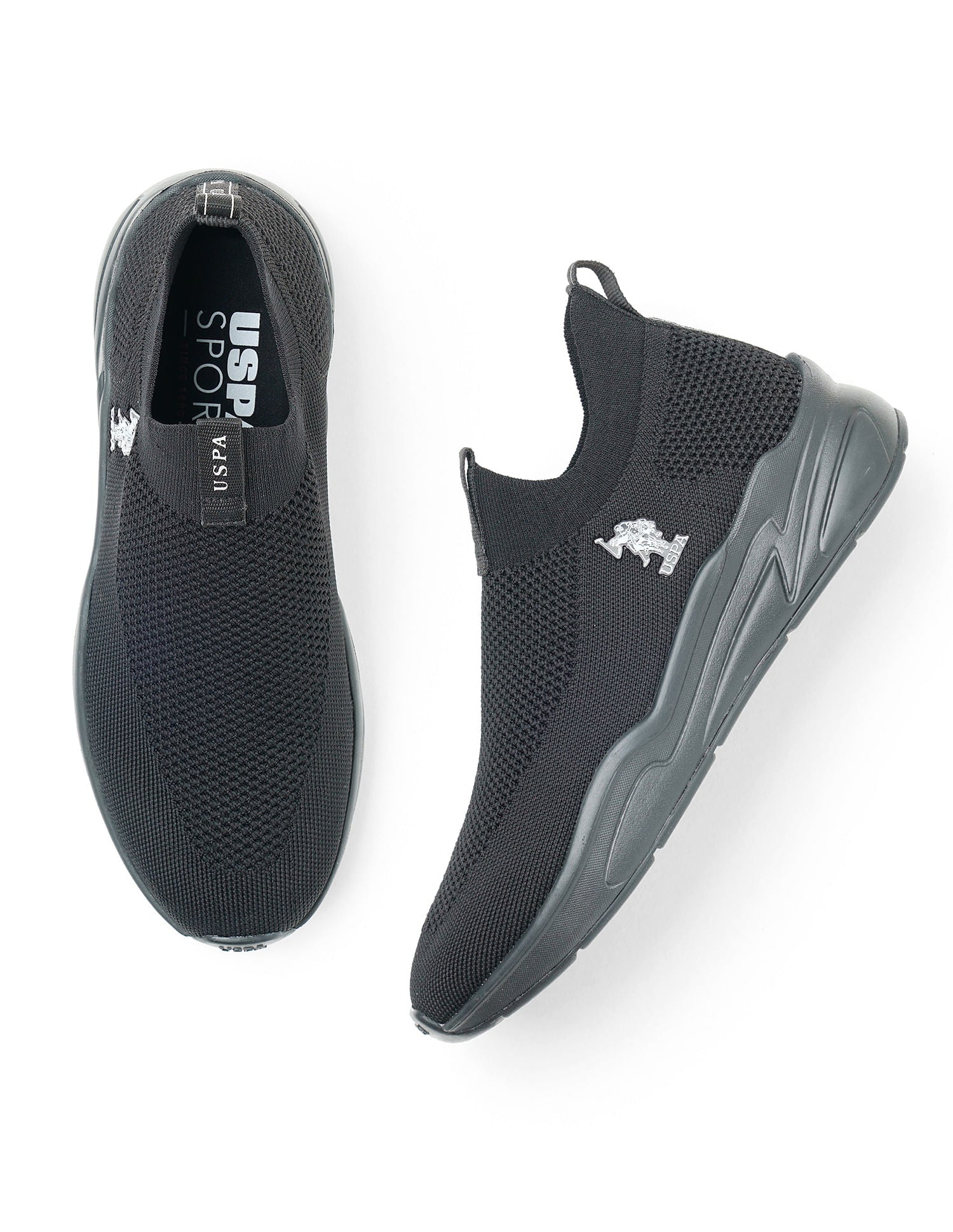 Men Duncun 5.0 Knitted Upper Walking Shoes Black - U.S. Polo Assn. India | Large